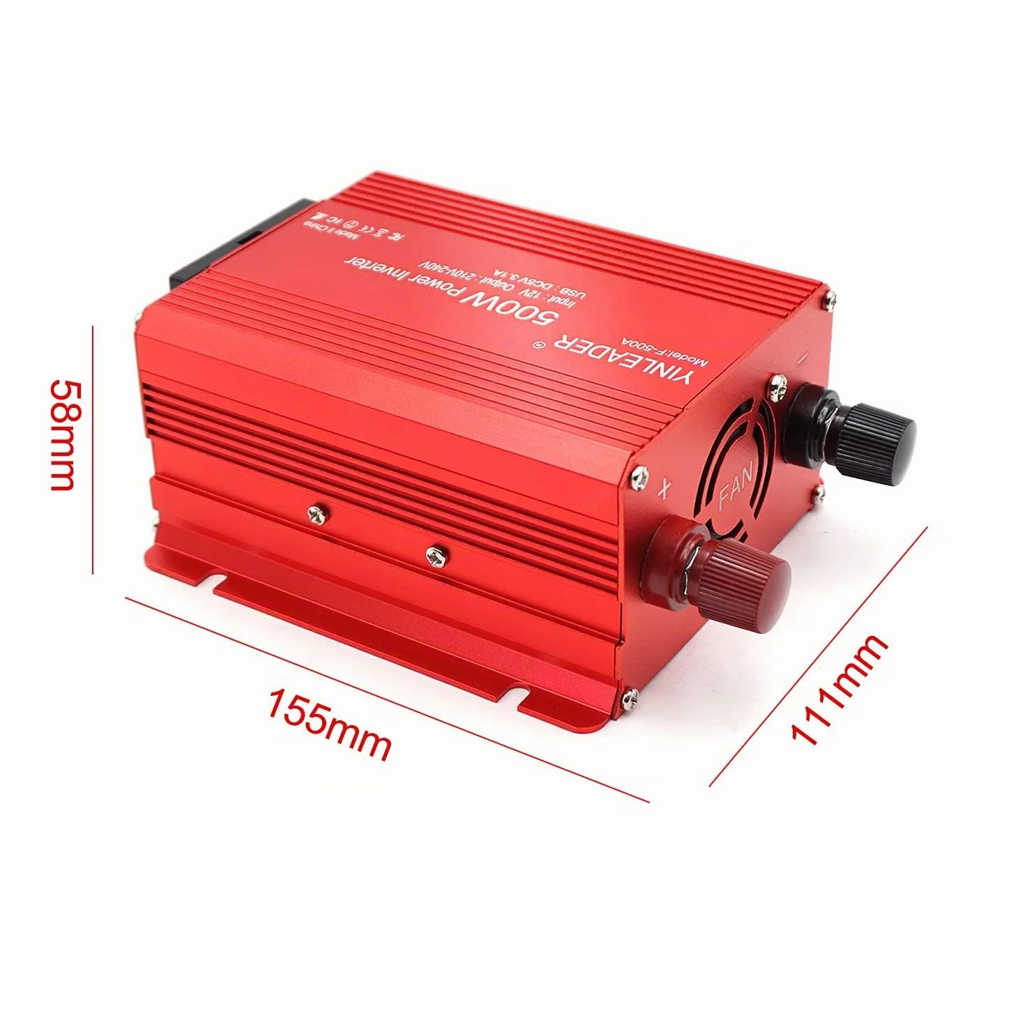 Yinleader Inverter 500W 12V 230V DC AC Power Inverter with 2 USB Ports 2.4A for Car Camper