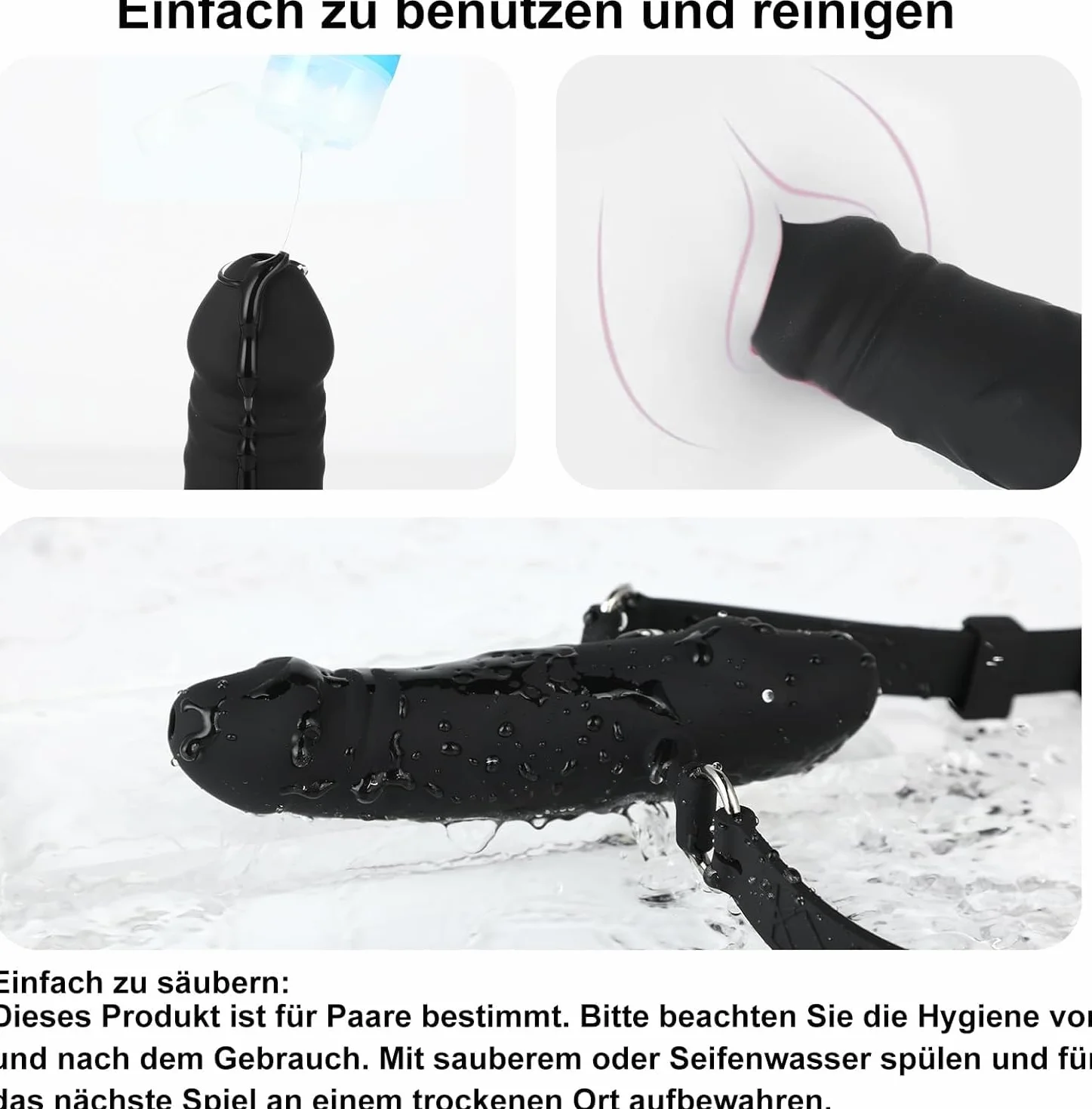 Dildo Realistico in Silicone - Bavaglio Regolabile per Bocca e Giochi SM con Lubrificante