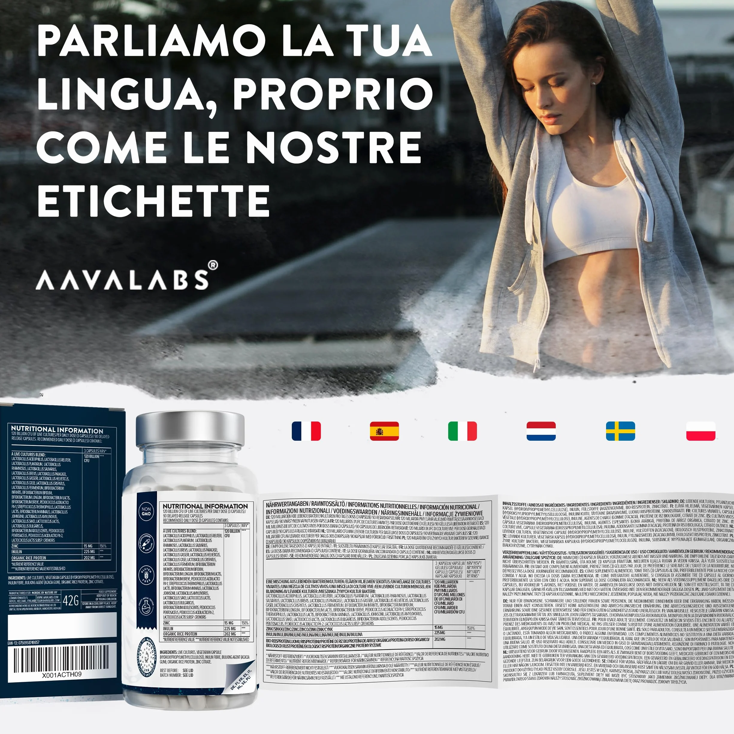 Probiotici 120 Miliardi UFC 30 Ceppi Batterici Lactobacillus Crispatus Acidophilus Gasseri 90 Capsule