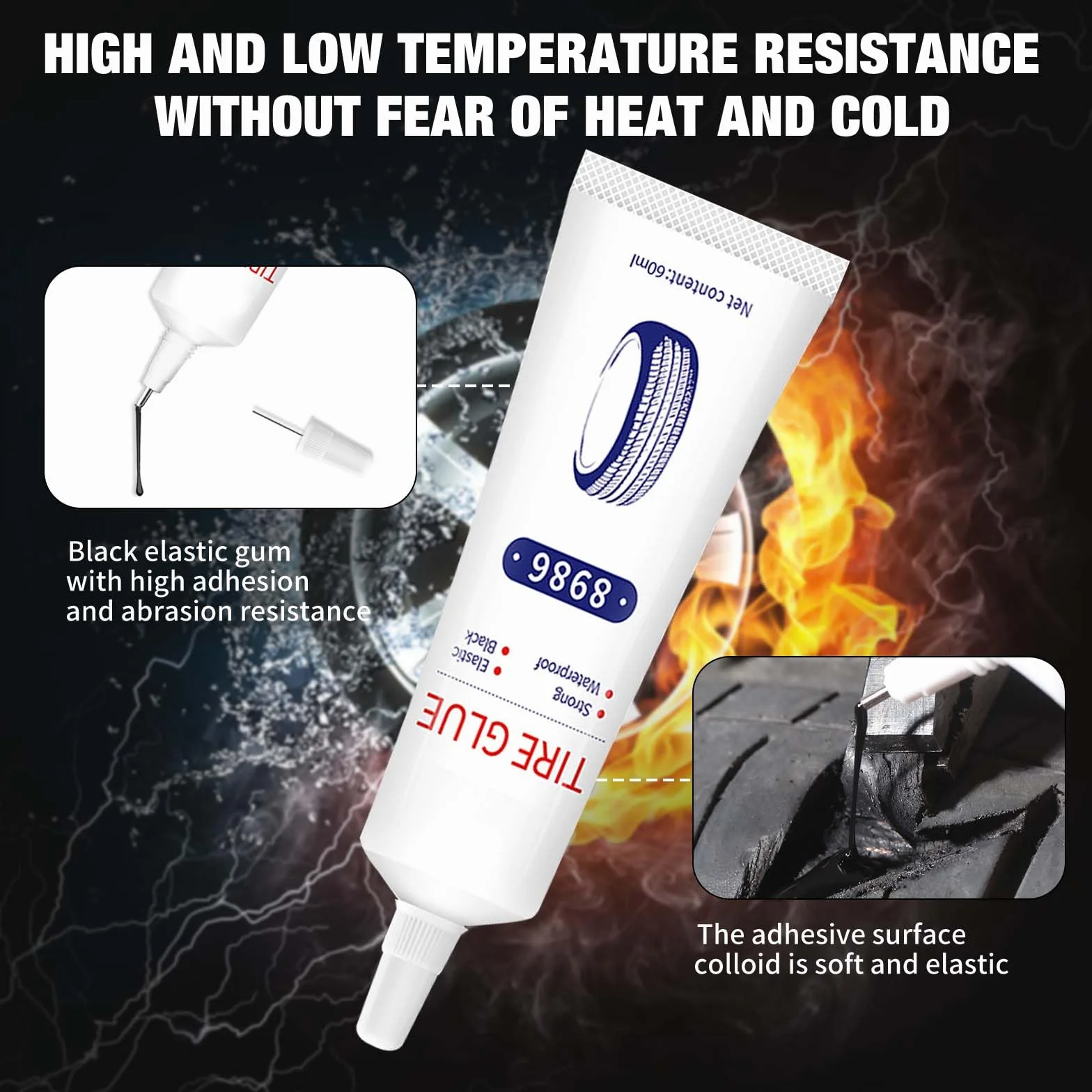 Kit Riparazione Pneumatici 120ml per Auto, Moto, Bici - Ripara Gomme, Crepe e Buchi
