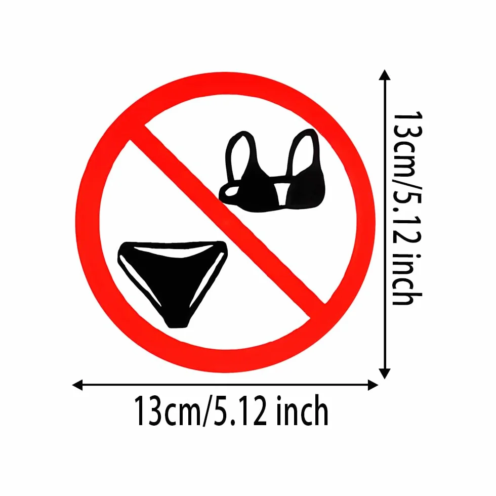 2 pezzi 13 x 13 cm, cartello di divieto bikini divertente impermeabile in vinile, accessorio decorativo per esterni, adatto per auto, moto, laptop, furgoni, finestre, porte, pareti | #DZ19