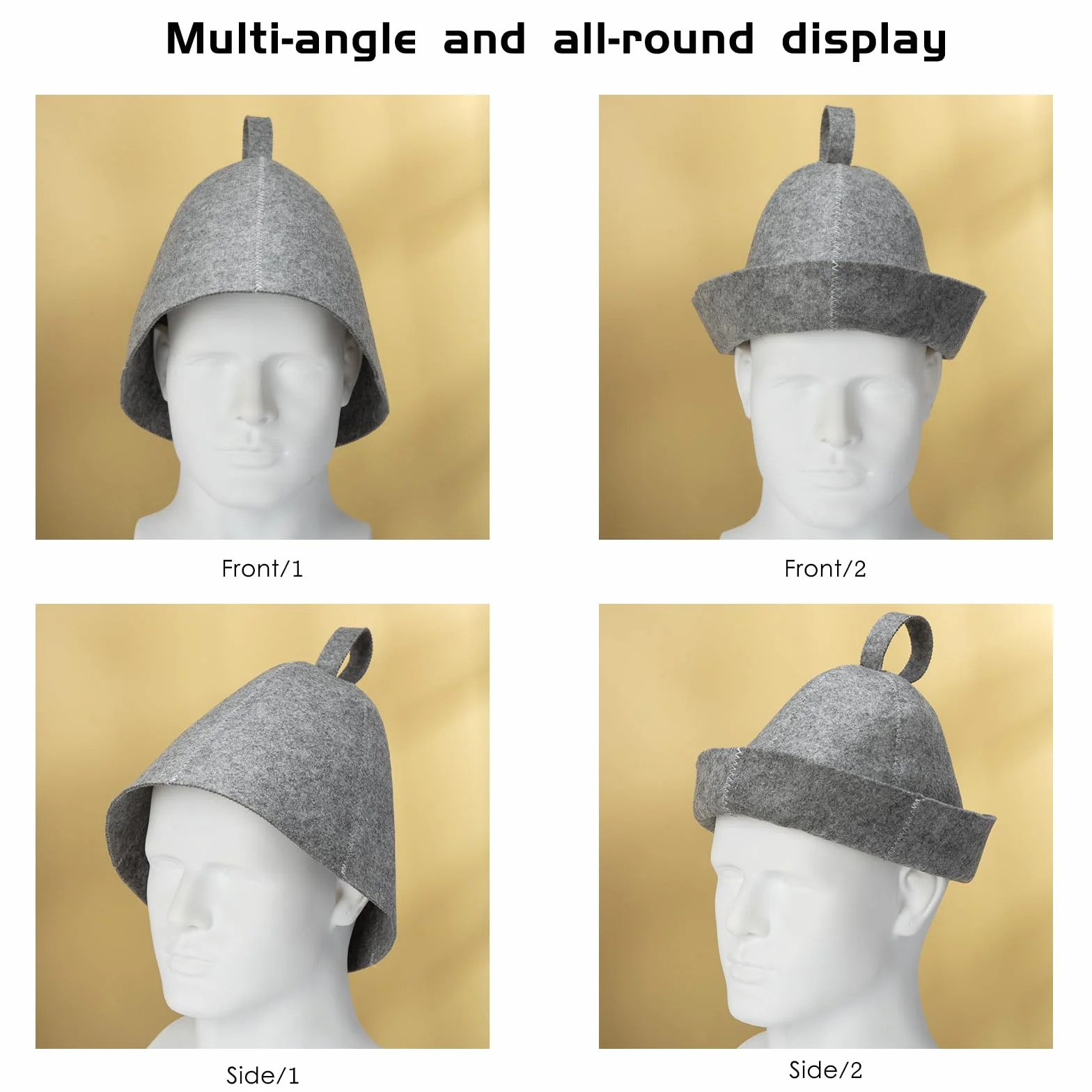 Cappello Da Sauna in Feltro Berretto Grigia Anticalore Protezione Testa Donna Uomo