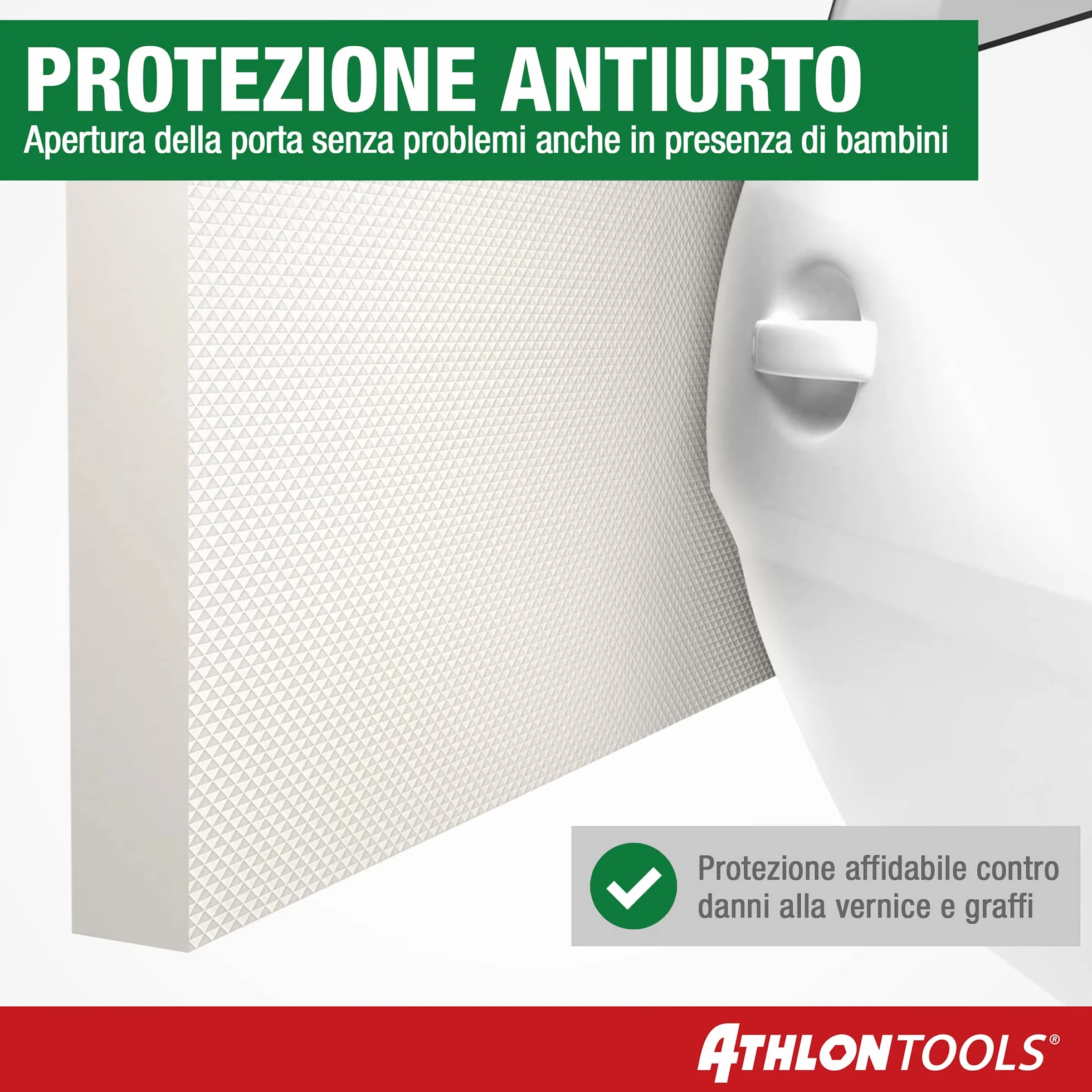 ATHLON TOOLS 4x MaxProtect Protettore per pareti di garage, 40 x 20 x 2,0 cm ciascuno, Protettore per porte di auto, autoadesivo, impermeabile (Bianco)