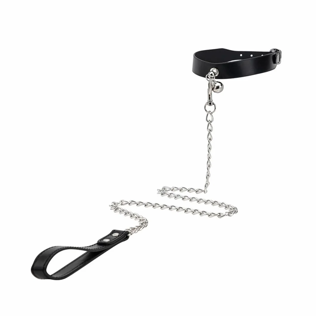 Collare di cuoio regolabile con campana decorazione donna B129