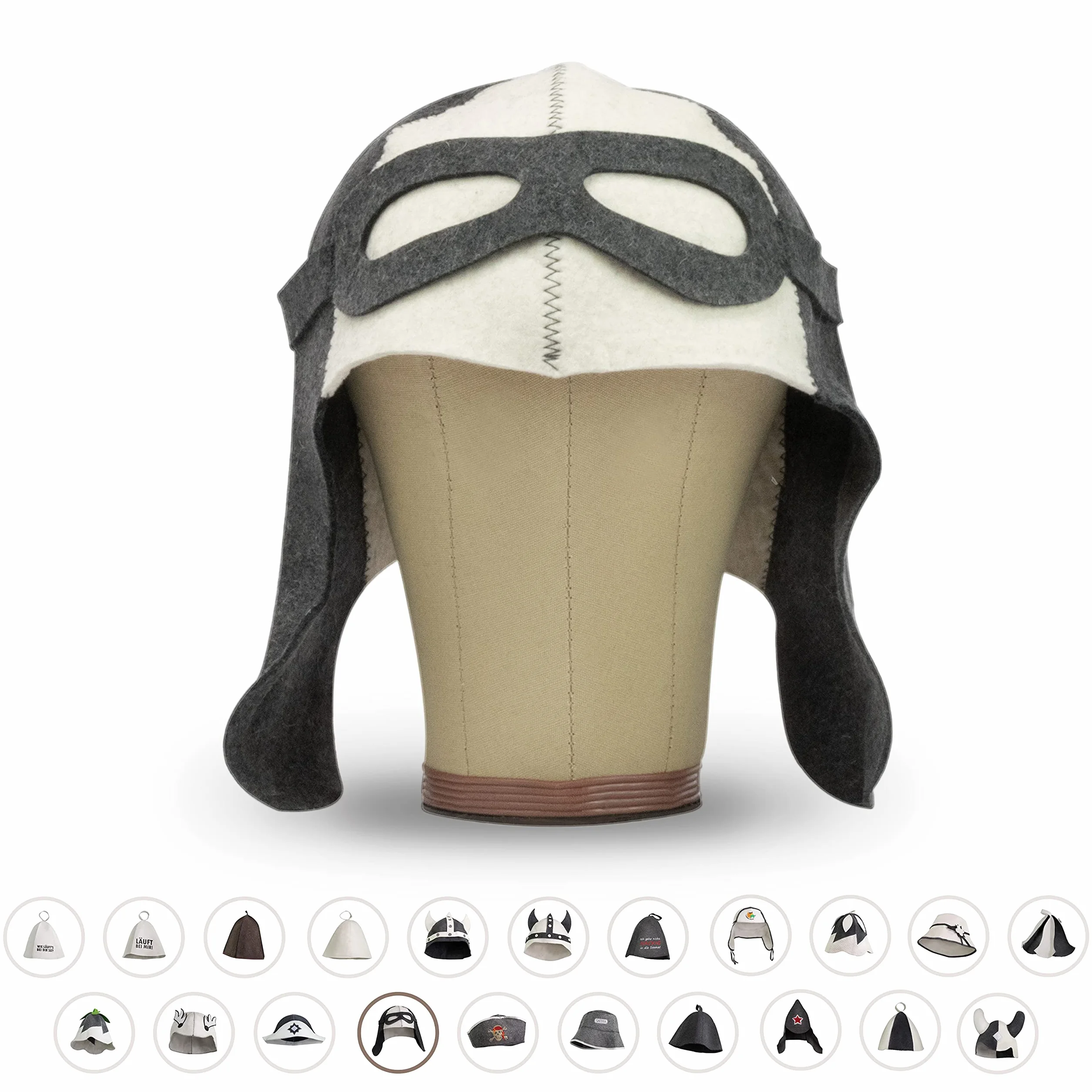 Cappello da sauna in feltro LoFelt® con motivo Pilota - Berretto da sauna unisex con guida