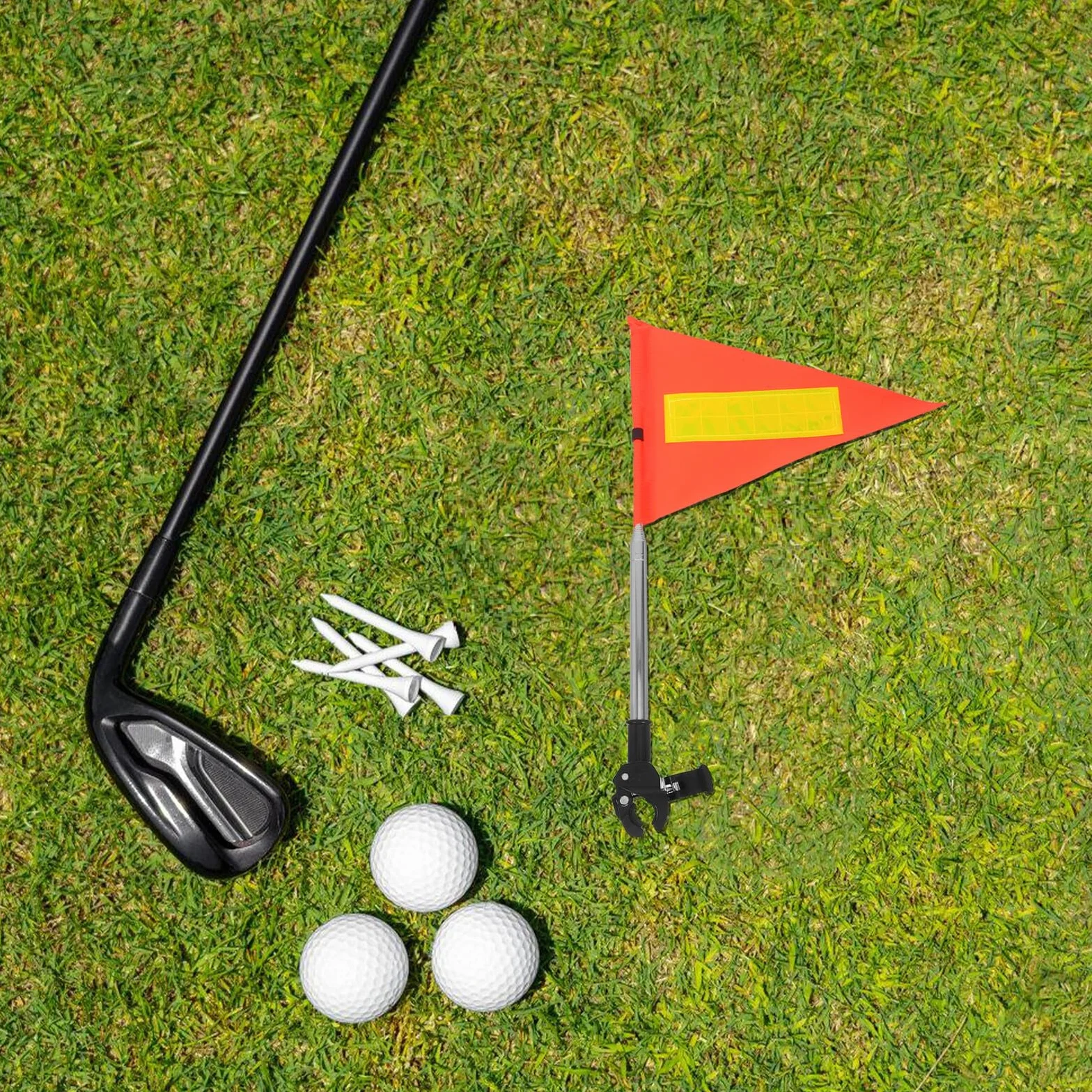 Veemoon Bandiera Telescopica Riflettente 1,65m Arancione per Golf Cart e Sedie a Rotelle