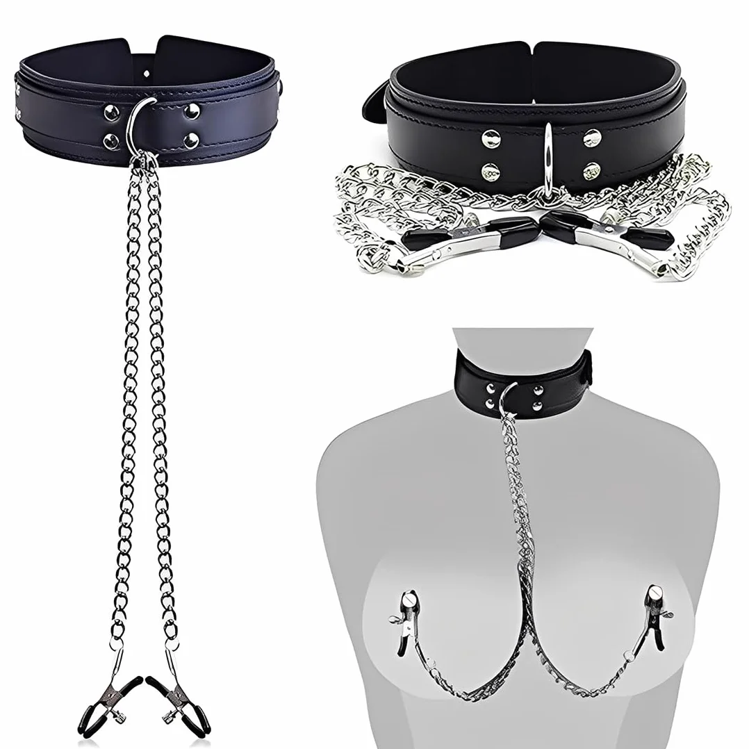 Collana con morsetti per capezzoli regolabili e catena per il seno, set giocattoli sessuali stimolazione extra forte