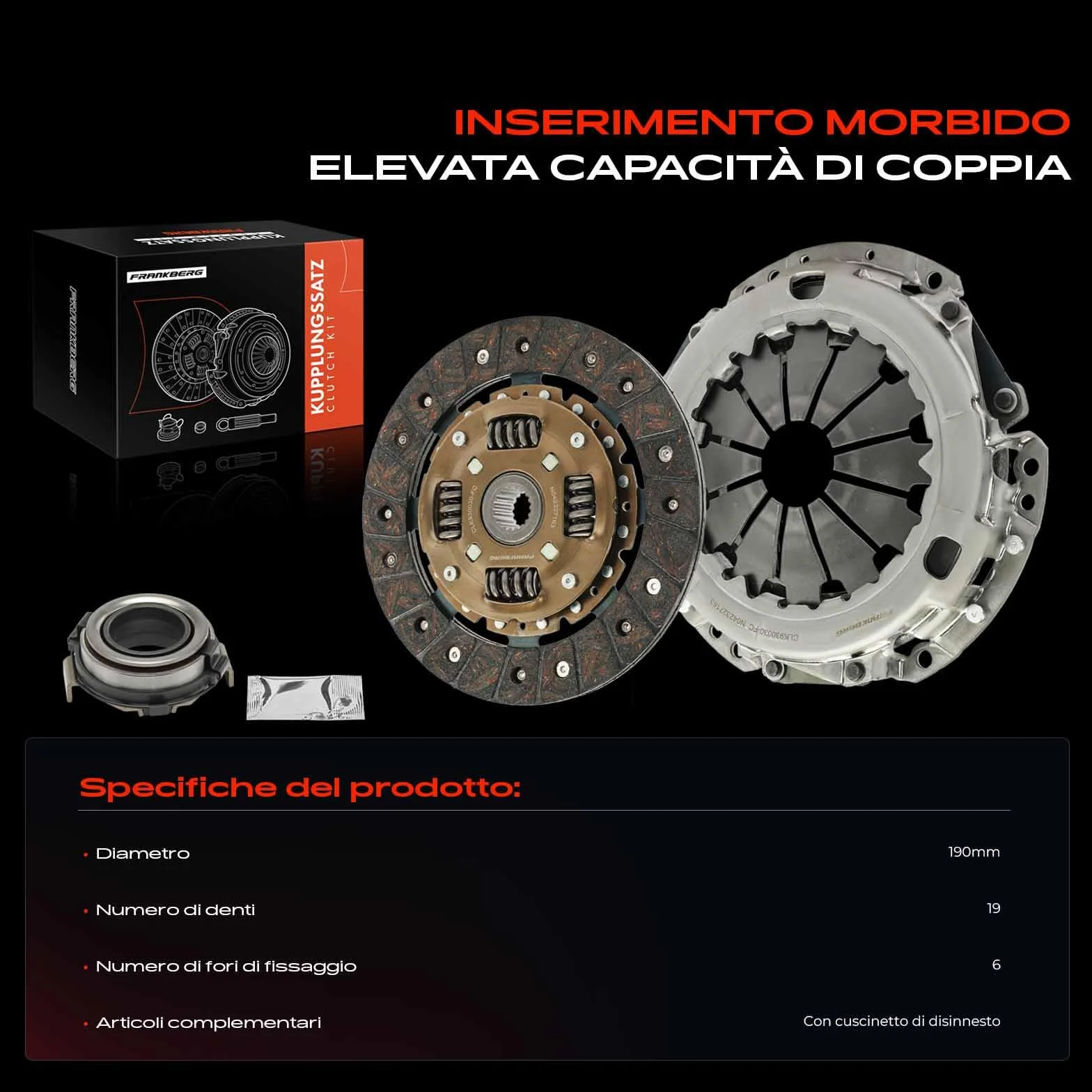 Frankberg Frizione Set frizione Compatibile con Yaris P1 1.0 1999-2005 Replace# 619300300,3160122001