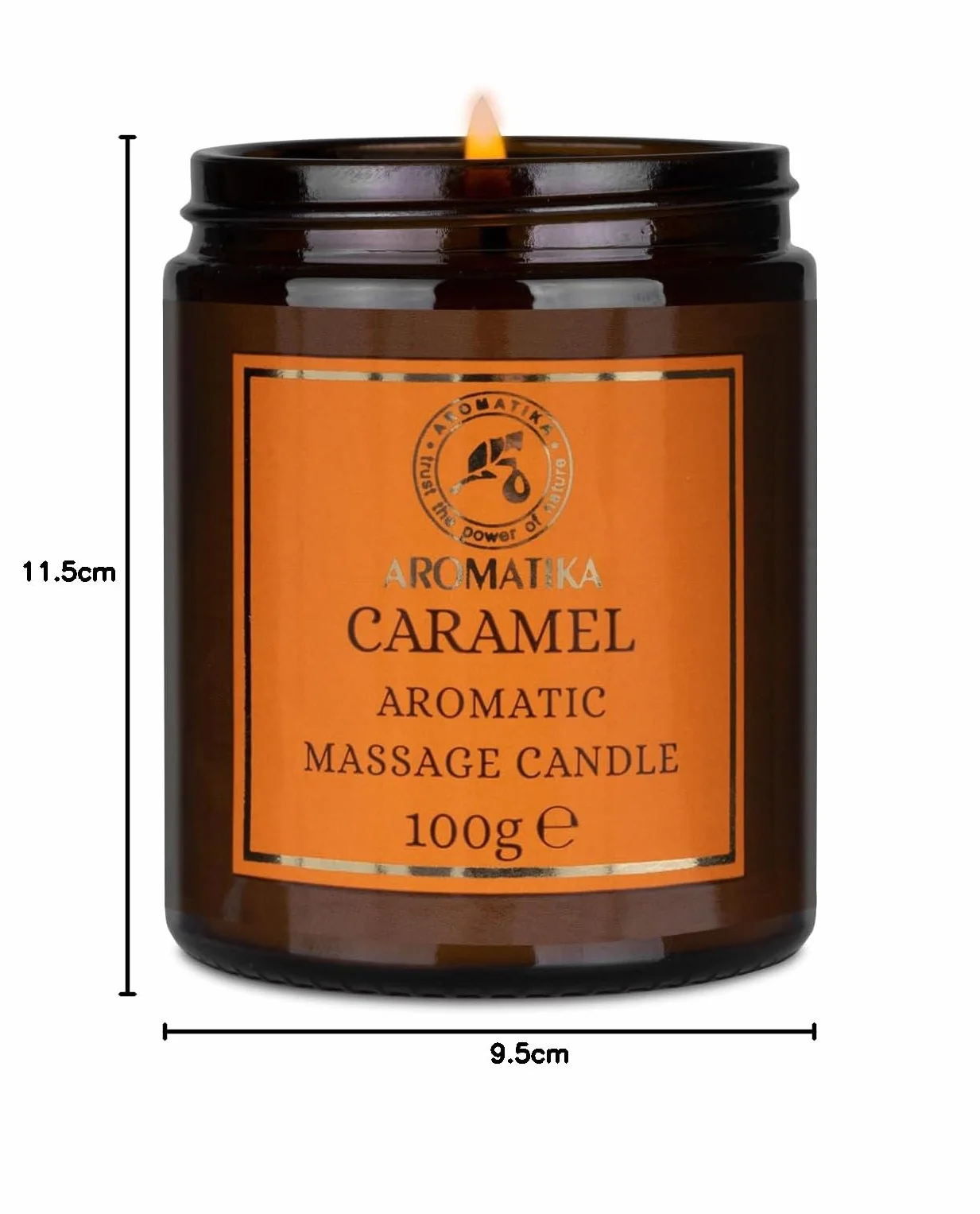 Candela da Massaggio Caramello 100g Cera di Soia Oli Cocco Mandorle Vaniglia Aromaterapia