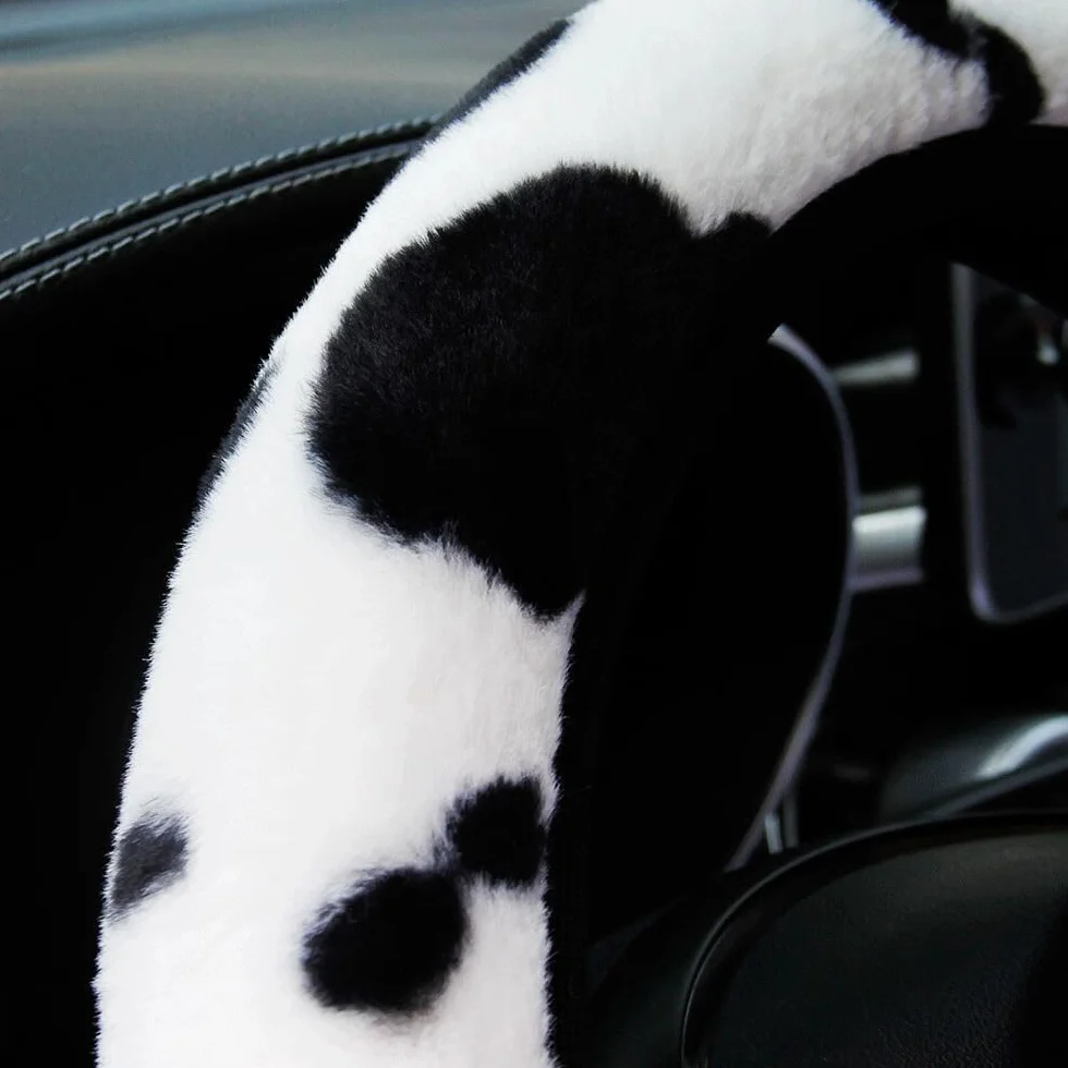 3 Pezzi Coprivolante Auto Universale 36-38cm, Copri Volante Peluche, Accessori Auto Decorazione, per la Maggior Parte delle Automobili