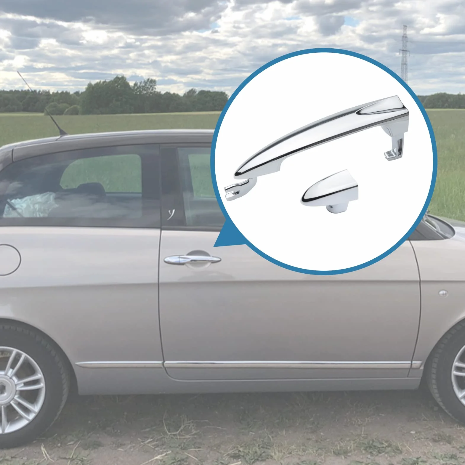 Maniglia Portiera anteriore Dx Chorme per Lancia Ypsilon 2003-2011 735434132 735409024