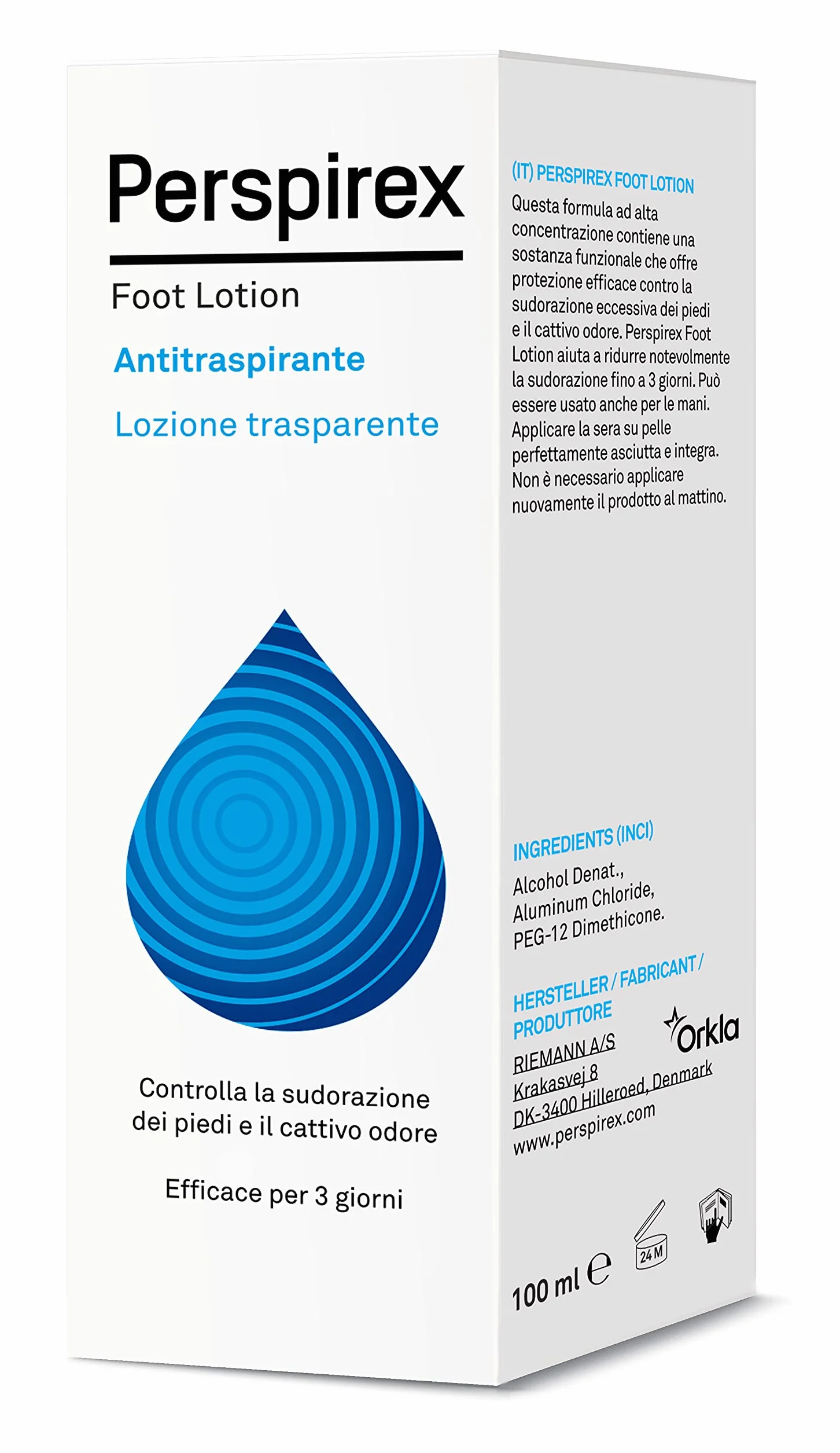 Perspirex Lozione Antitraspirante Piedi, Protezione 3 Giorni, 100ml