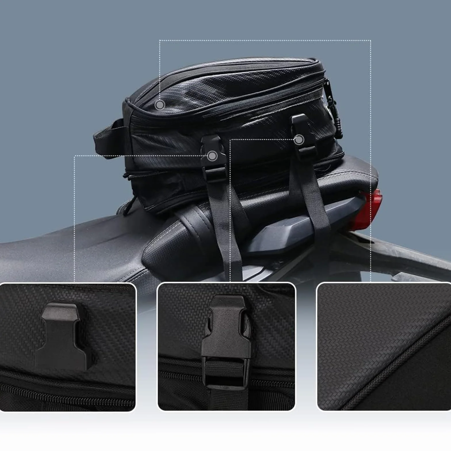 Borsa Moto Posteriore Multifunzione in Pelle Ecologica Poliuretano