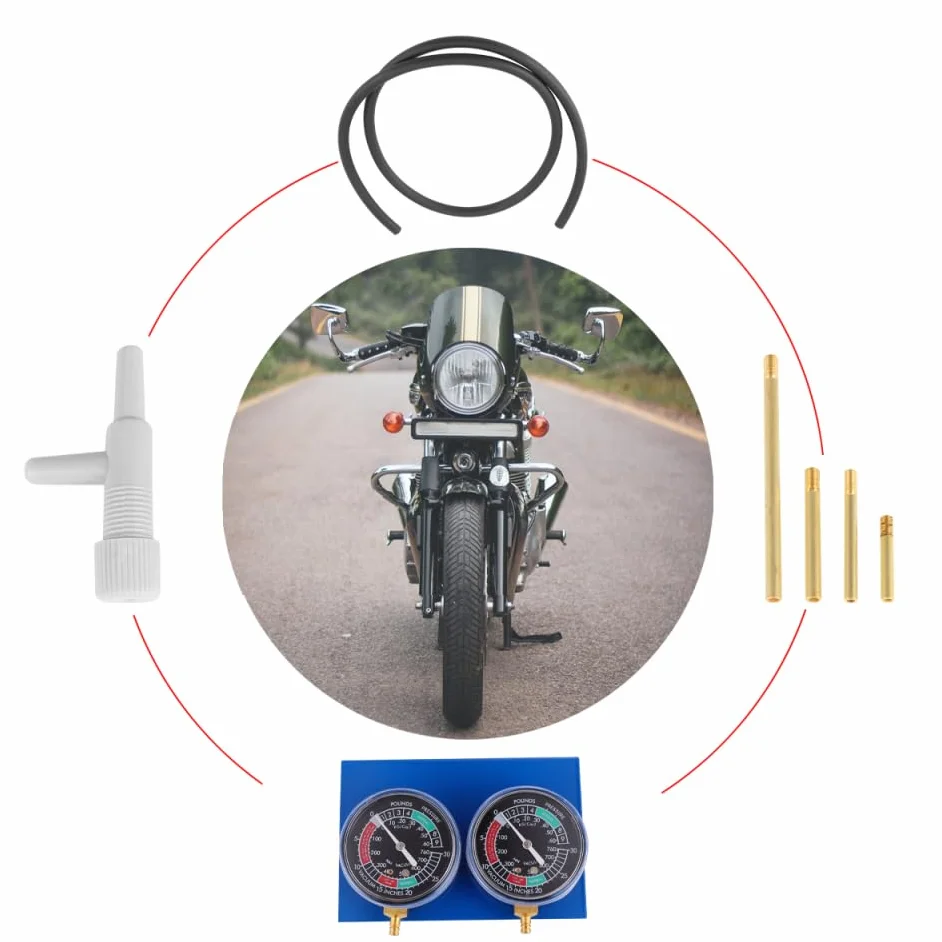Cabilock Bilanciatore del Misuratore del Vuoto Carburante a 2 Cilindri per Motociclette, Manometro Vacuum Doppio Base Robusta per Sincronizzazione e Bilanciamento Motore
