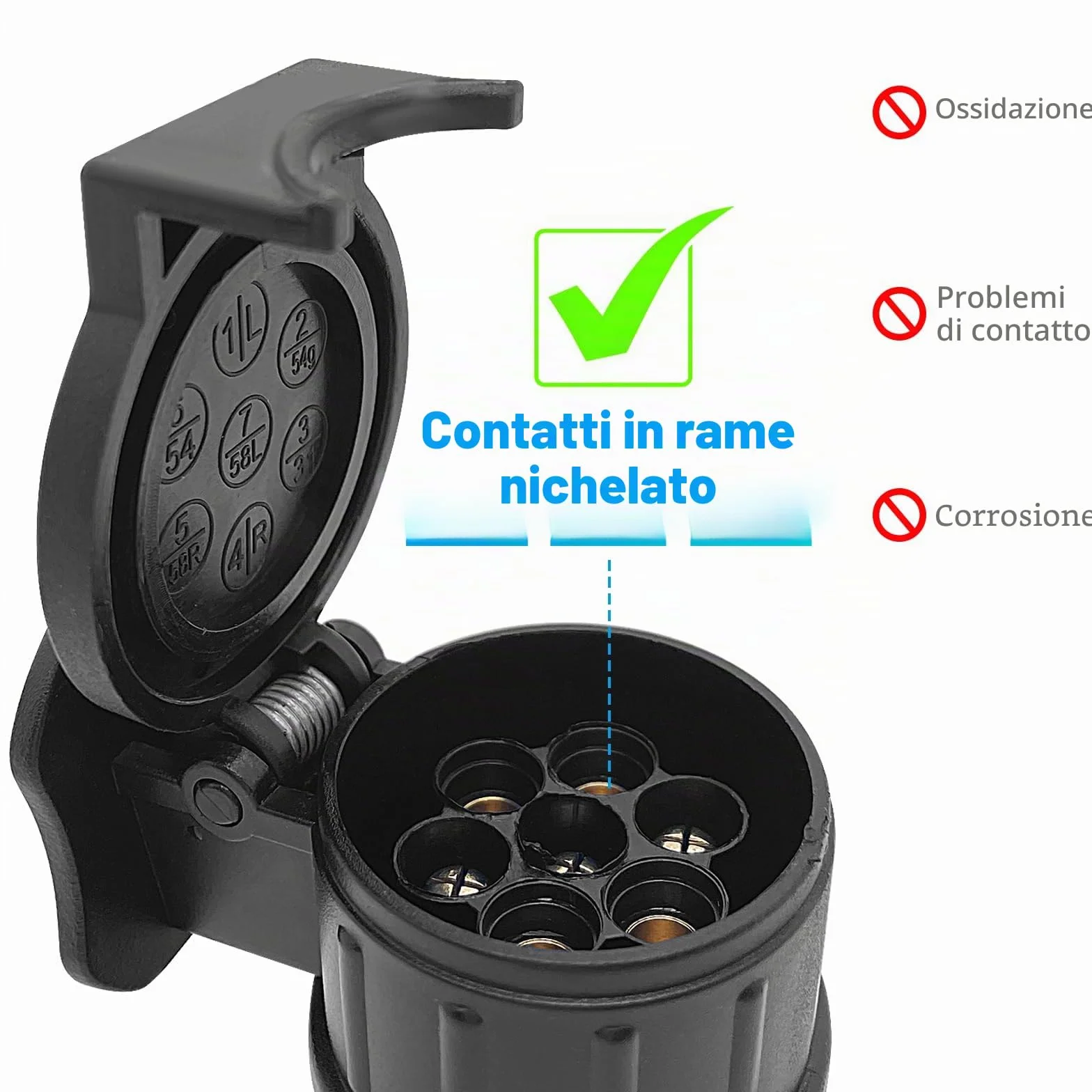 Adattatore 13 a 7 Poli Gancio Traino Impermeabile 12V per Rimorchi e Roulotte