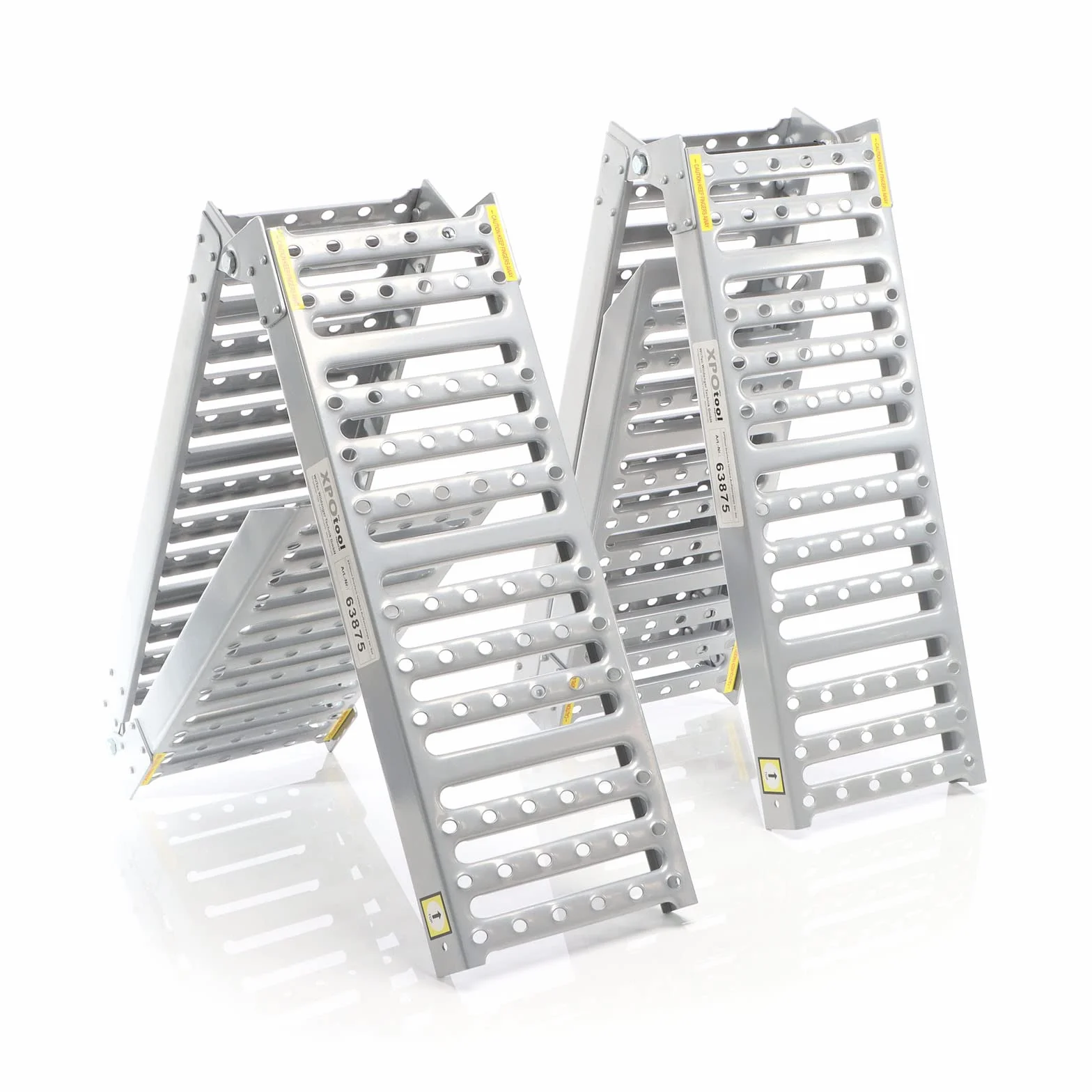 XPOtool Set 2 rampe di carico pieghevoli in 3 parti max. 800kg 195,5x23cm, acciaio antiscivolo per moto