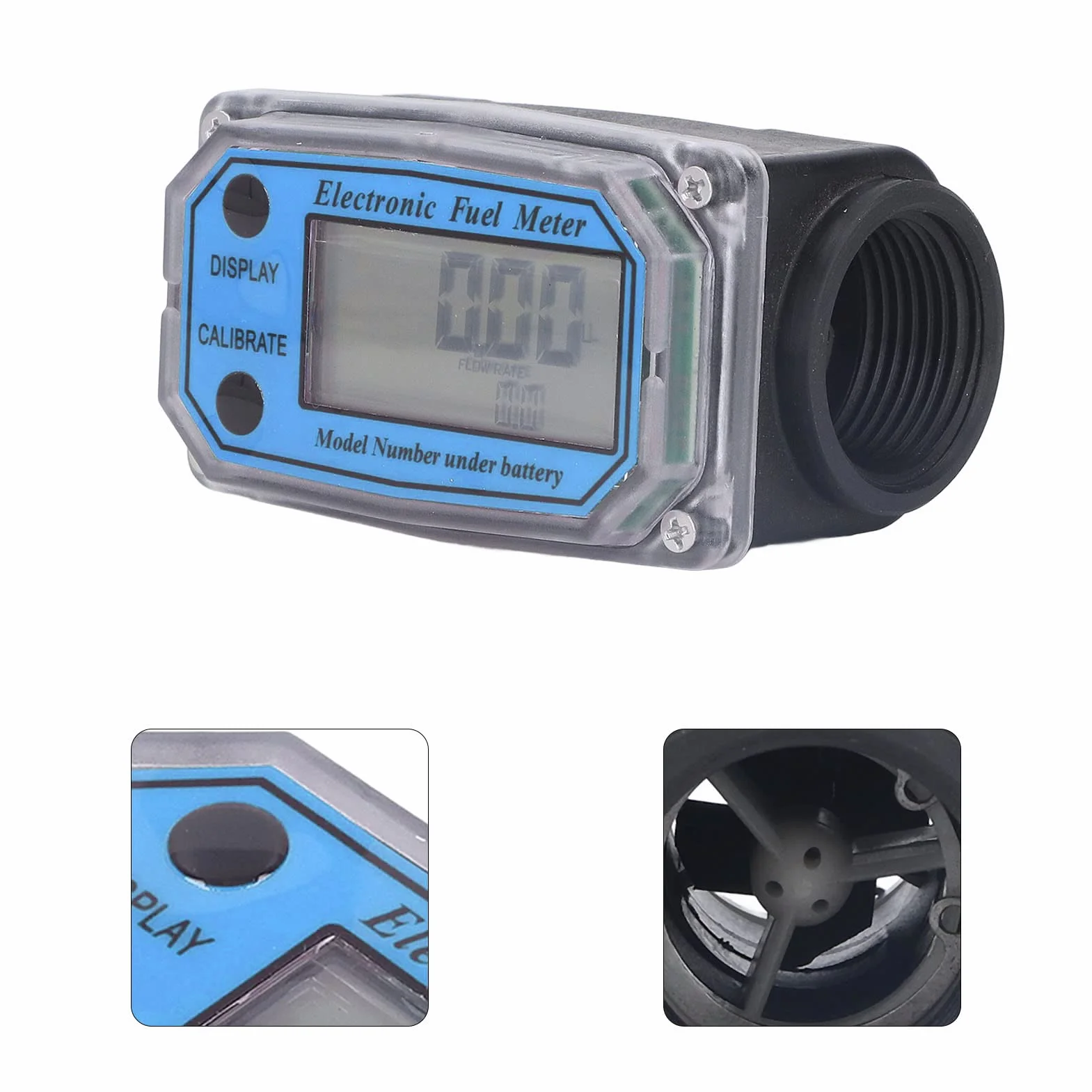 Flussometro a Turbina, Flussometro Digitale del Carburante, Misuratore di Portata del Carburante a Turbina con Display Digitale con Batteria per Misurare la Benzina Cherosene (1