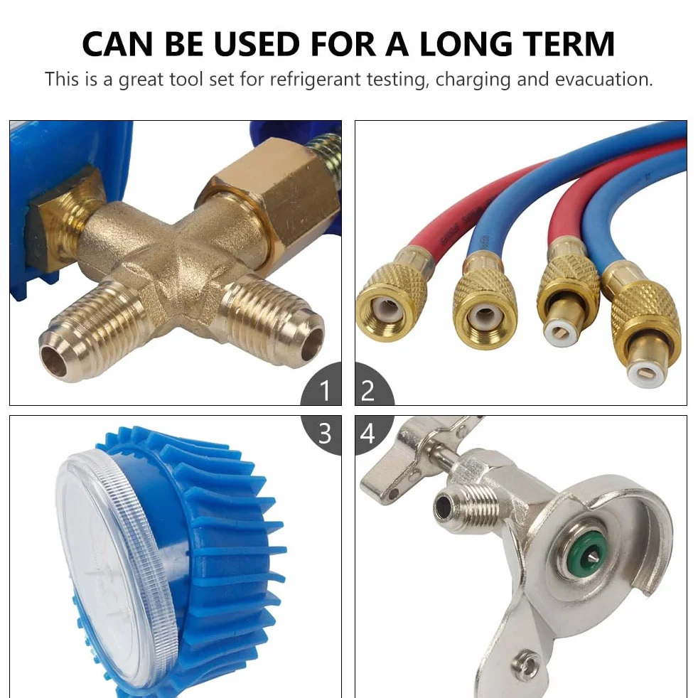 UKCOCO Kit Manometro per Condizionatori Aria Set Completo per Refrigerante Strumenti Servizio