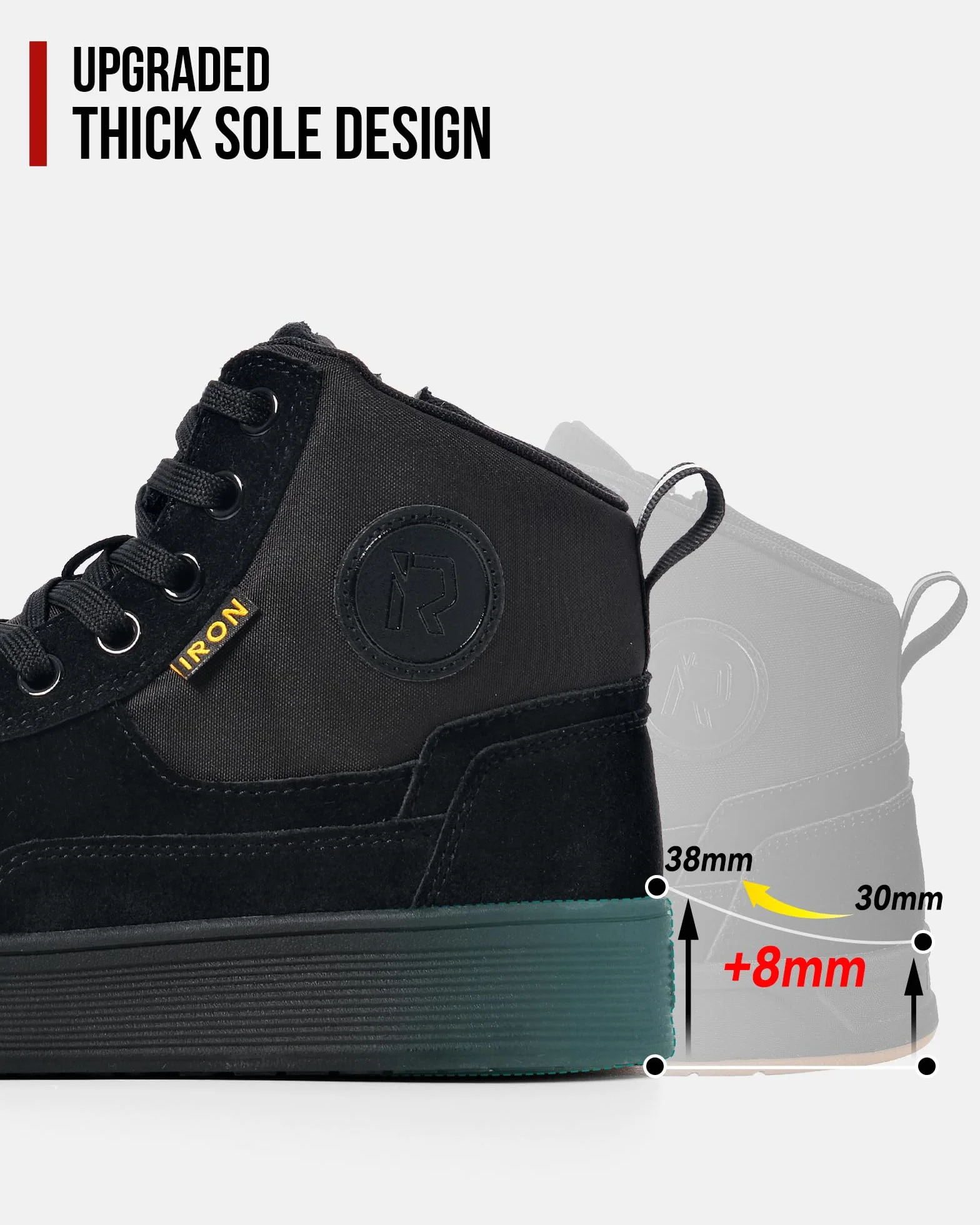 RIDEIRON Scarpe Moto Uomo Donna Conforme CE Stivali Moto,Antiscivolo Rinforzato Suola Ispessita Impermeabili Traspiranti alla Moda con Zip Laterale,Supporto alla Caviglia e Shift Pad Nero 42
