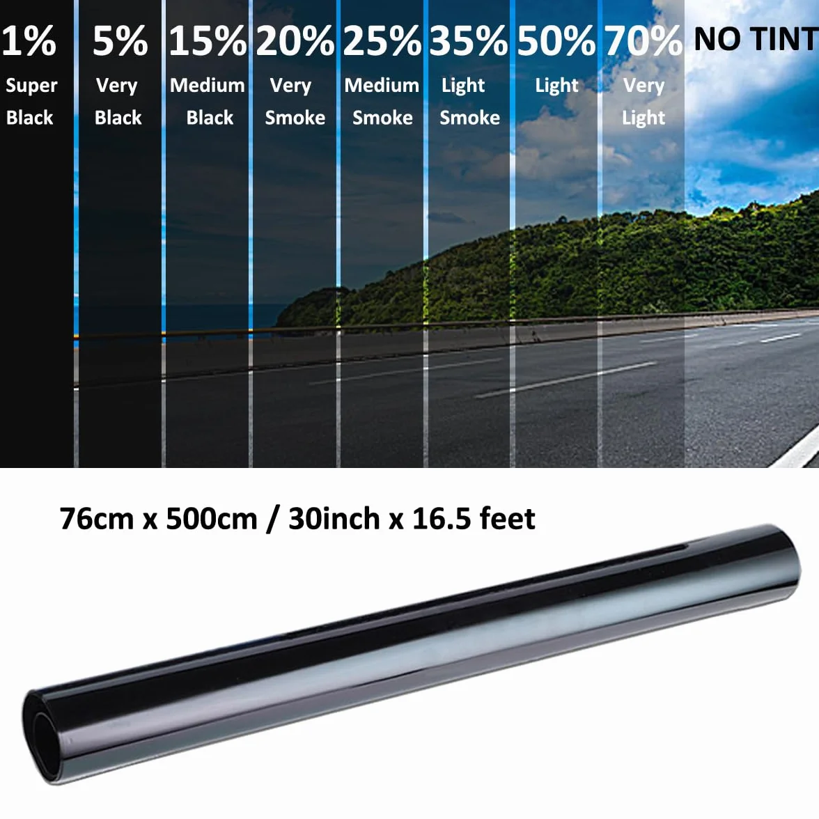 ETOPARS 76cm x 500cm 70% VLT Pellicola Oscurante per Vetri Auto Pellicole per Vetri Pellicola Finestra Pellicola Autoadesiva Protezione Solare Controllo del Calore Fumo
