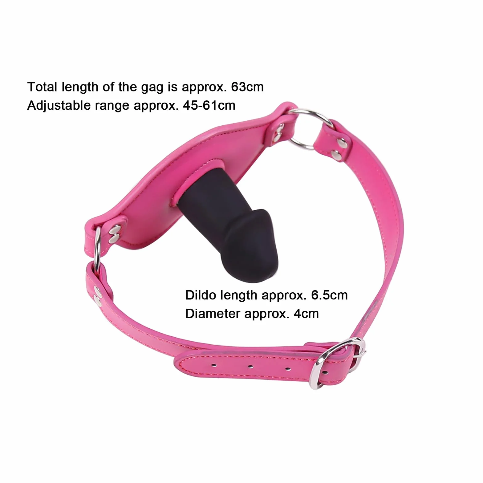 Gag Ball con Dildo in Silicone Regolabile Pelle Rosa Labbro Cinturino Chiusura Chiave SM Bondage Set Giocattolo Erotico