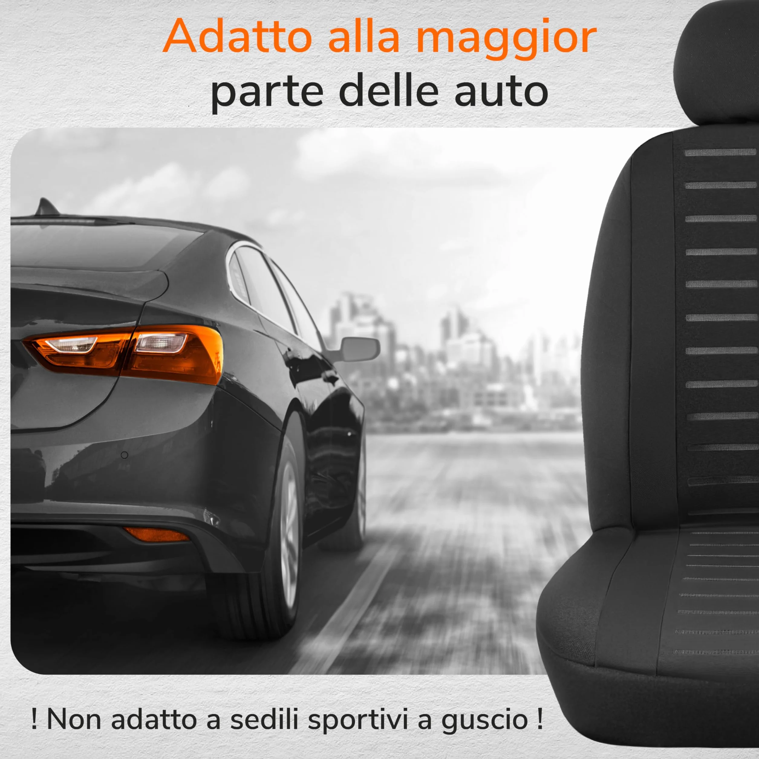 Coprisedili Anteriore Upgrade4cars Set 2026 | Coperture Universali in Nero per Auto