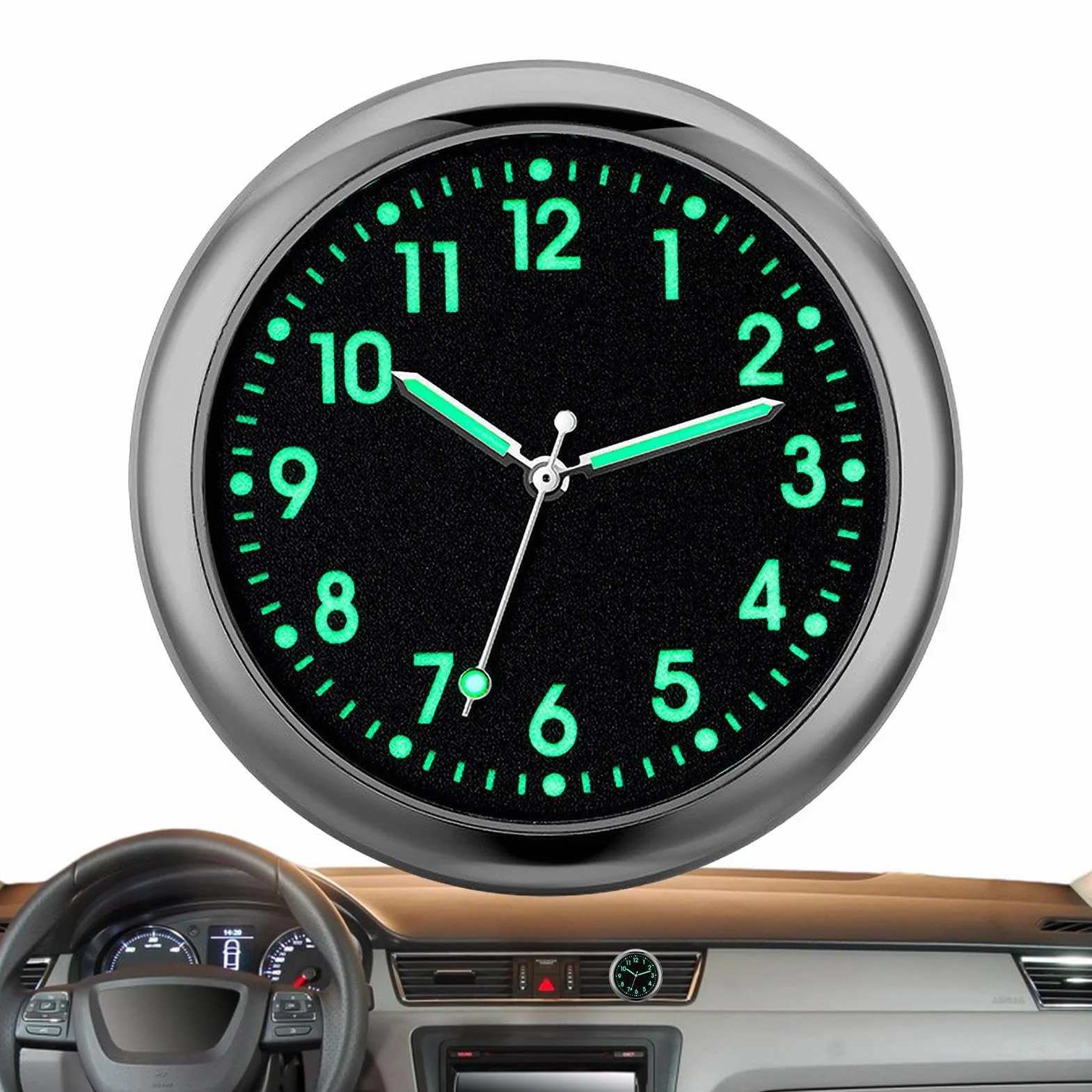 Orologi per auto per cruscotto - Orologio analogico per auto luminoso | Orologi sostitutivi per automobili al quarzo, orologio adesivo per cruscotto 'auto, adesivo per veicoli Birtern