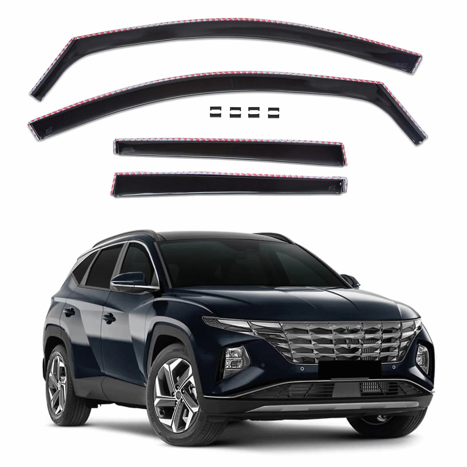 Deflettori d'Aria per Hyundai Tucson 4 dal 2020, Set da 4 Pezzi, Antiturbo Antivento Antipioggia, Nero Fumé