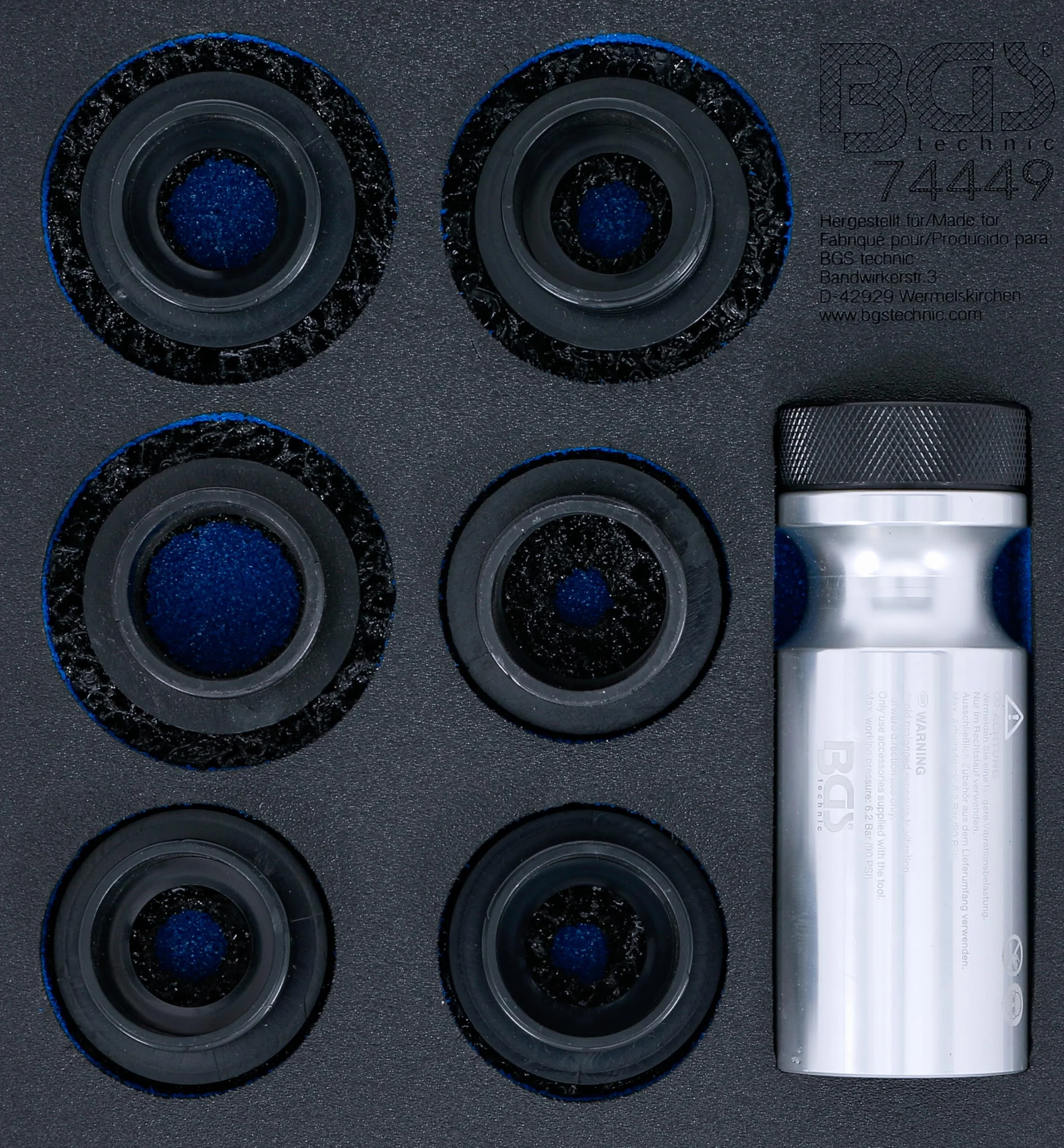 BGS Modulo per carrelli portautensili 1/6 kit smerigliatrice mozzo ruota 7 pz