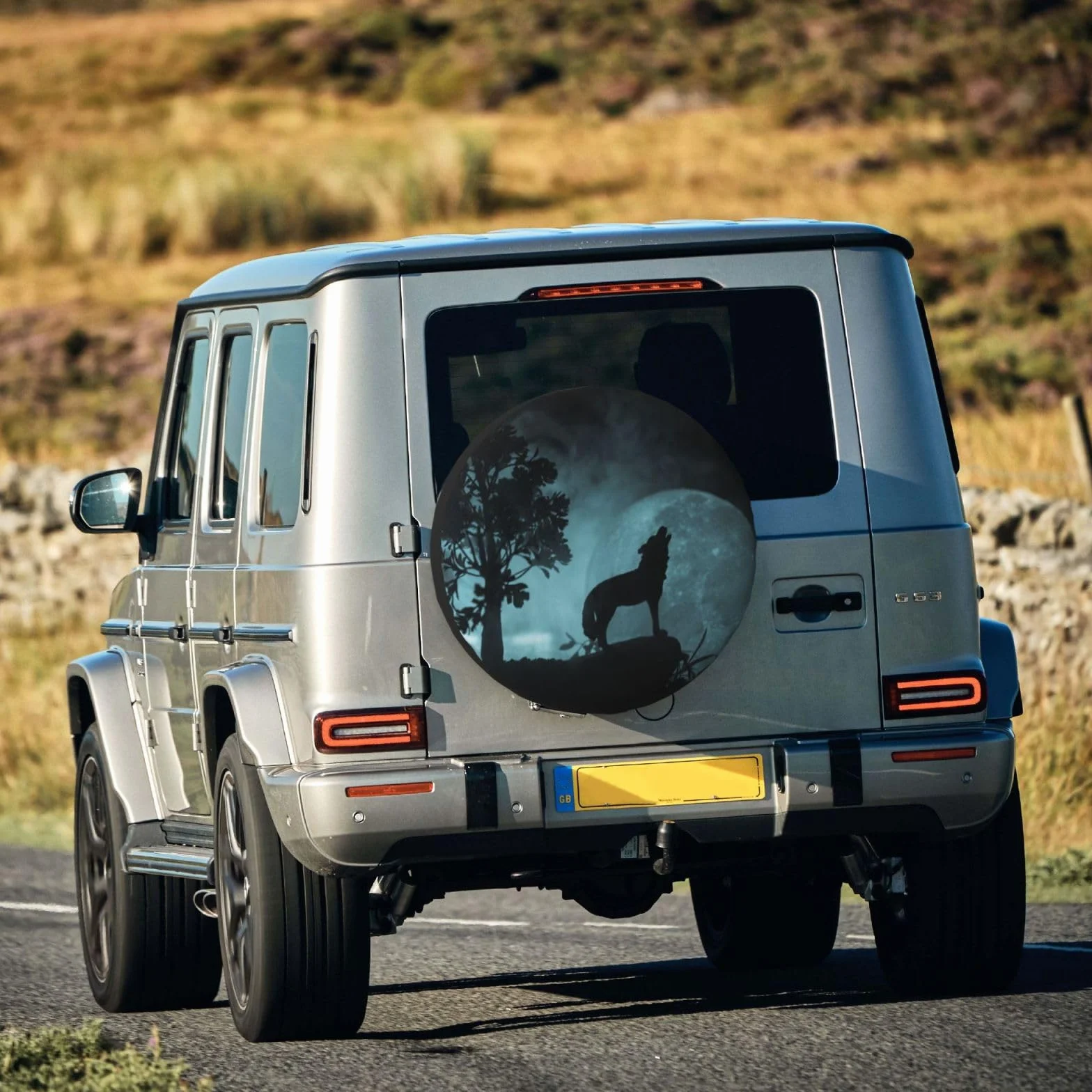 Lupo Ululante Copriruota di Scorta Universale Impermeabile 35,5 cm per Camper SUV Fuoristrada