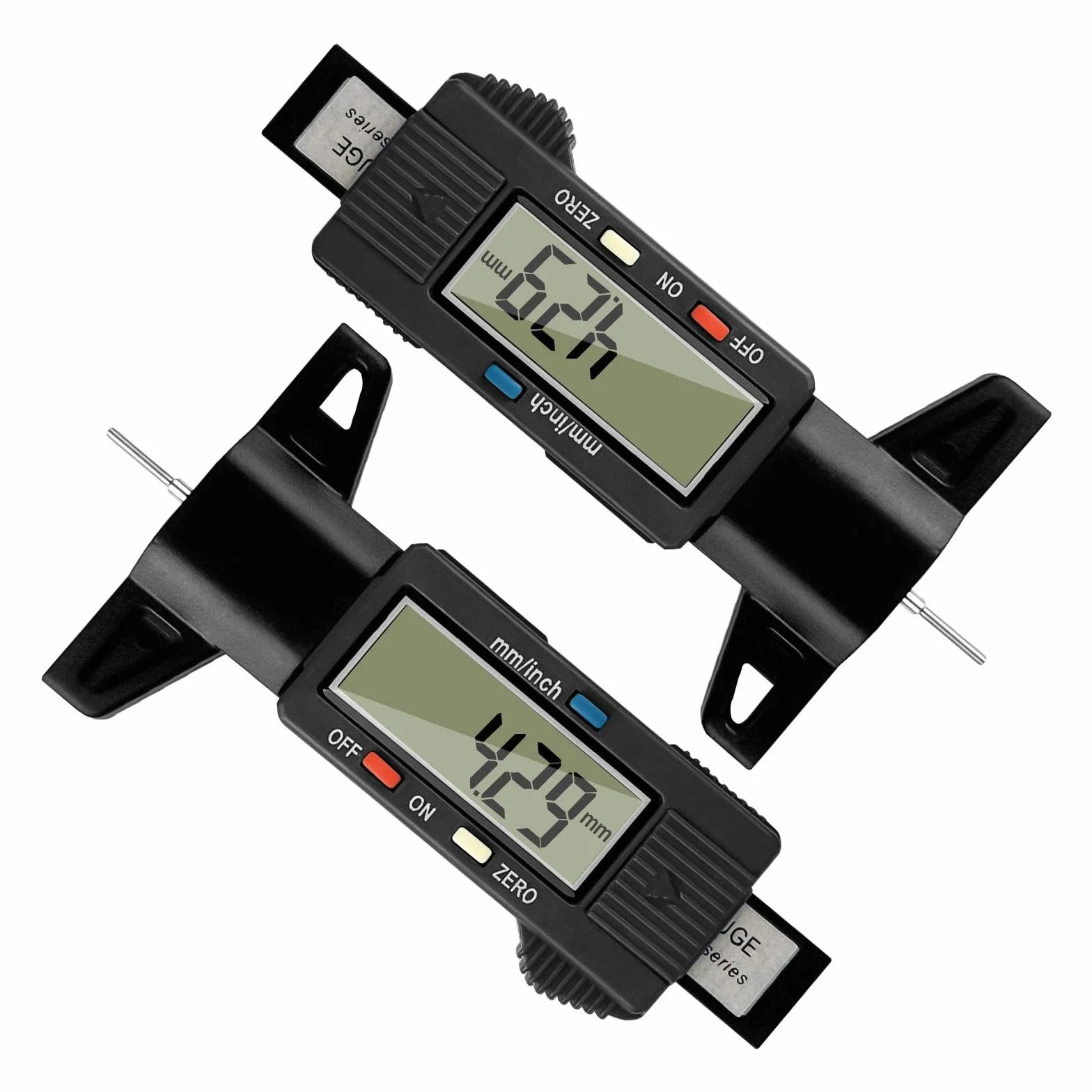 Gvolatee 2 pezzi Misuratore Battistrada Pneumatici Digitale con LCD Display, Profondimetro per Auto, Furgoni, Camion e Moto