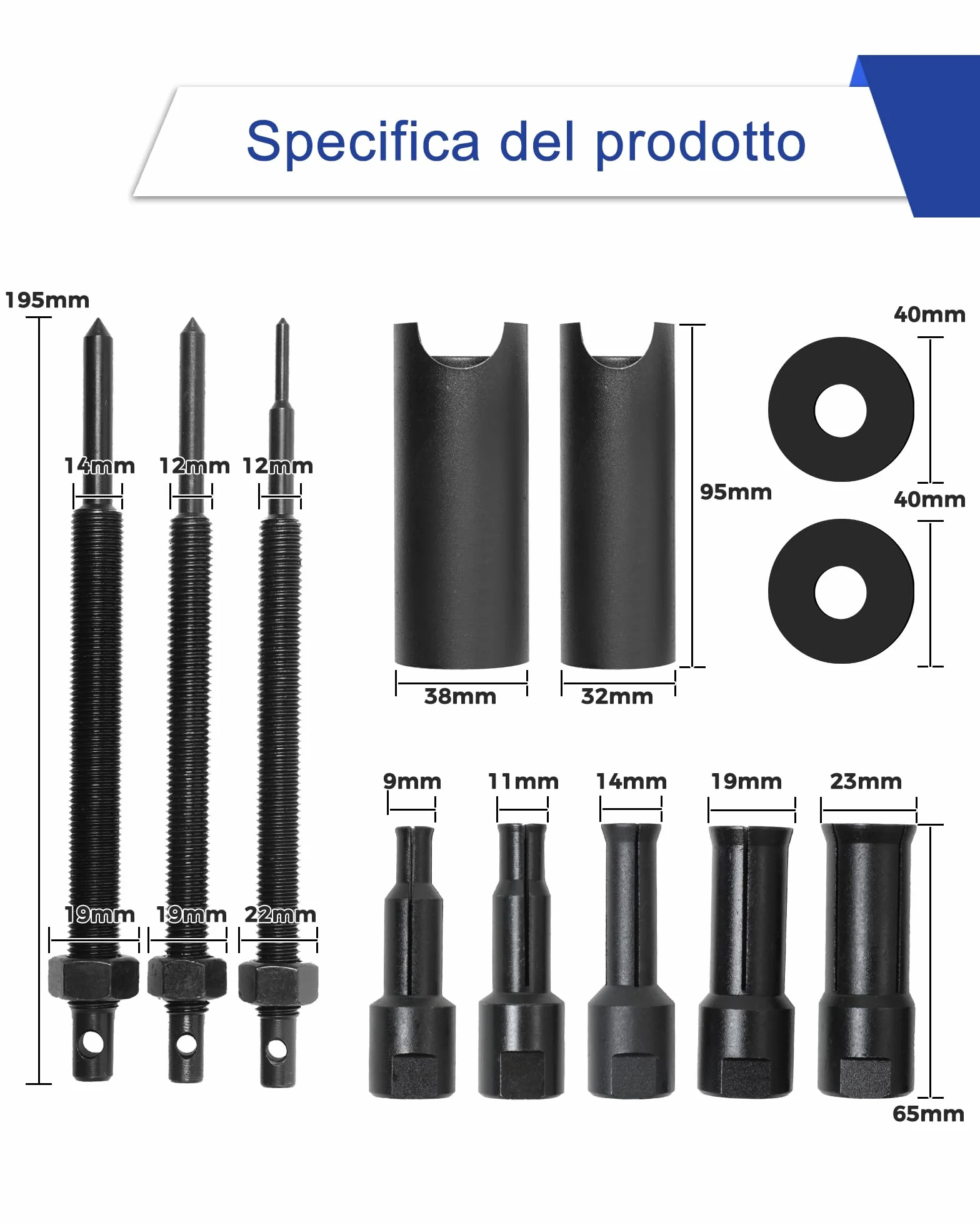 9-23 mm Moto Estrattore per Cuscinetti Interni Set di Estrattori per Cuscinetti Ruota con 5 Pinze per Cuscinetti di Biciclette, Cuscinetti ad Aghi, Cuscinetti di Ingranaggi
