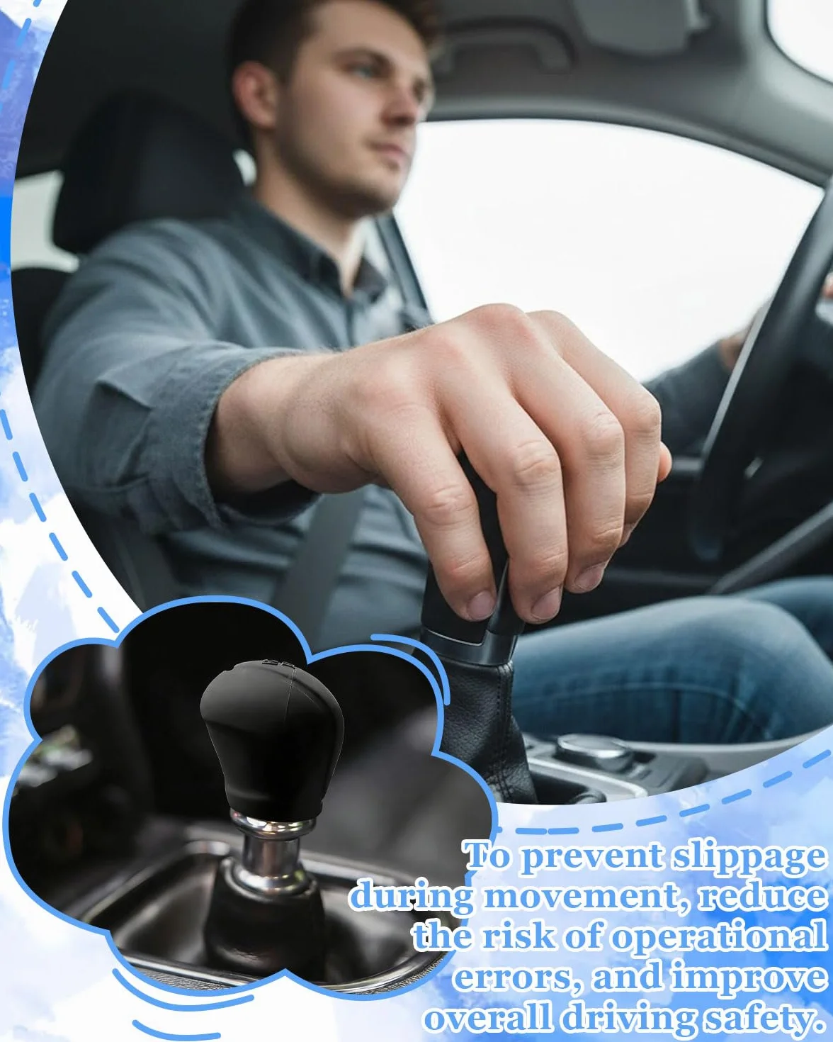 Copri Pomello Leva Cambio Auto 5 Marce Universale Antiscivolo Resistente Usura Nero