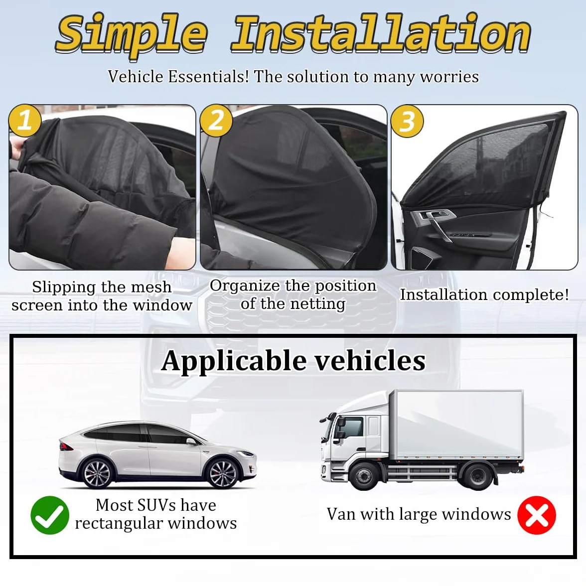 2 Pezzi Parasole Auto Bambini, Tendine Parasole Auto, Universali Tendine parasole auto bambini, Block raggi UV anti zanzara, Protegge Bambini e Animali Domestic per Tendine Auto Finestrini Laterali