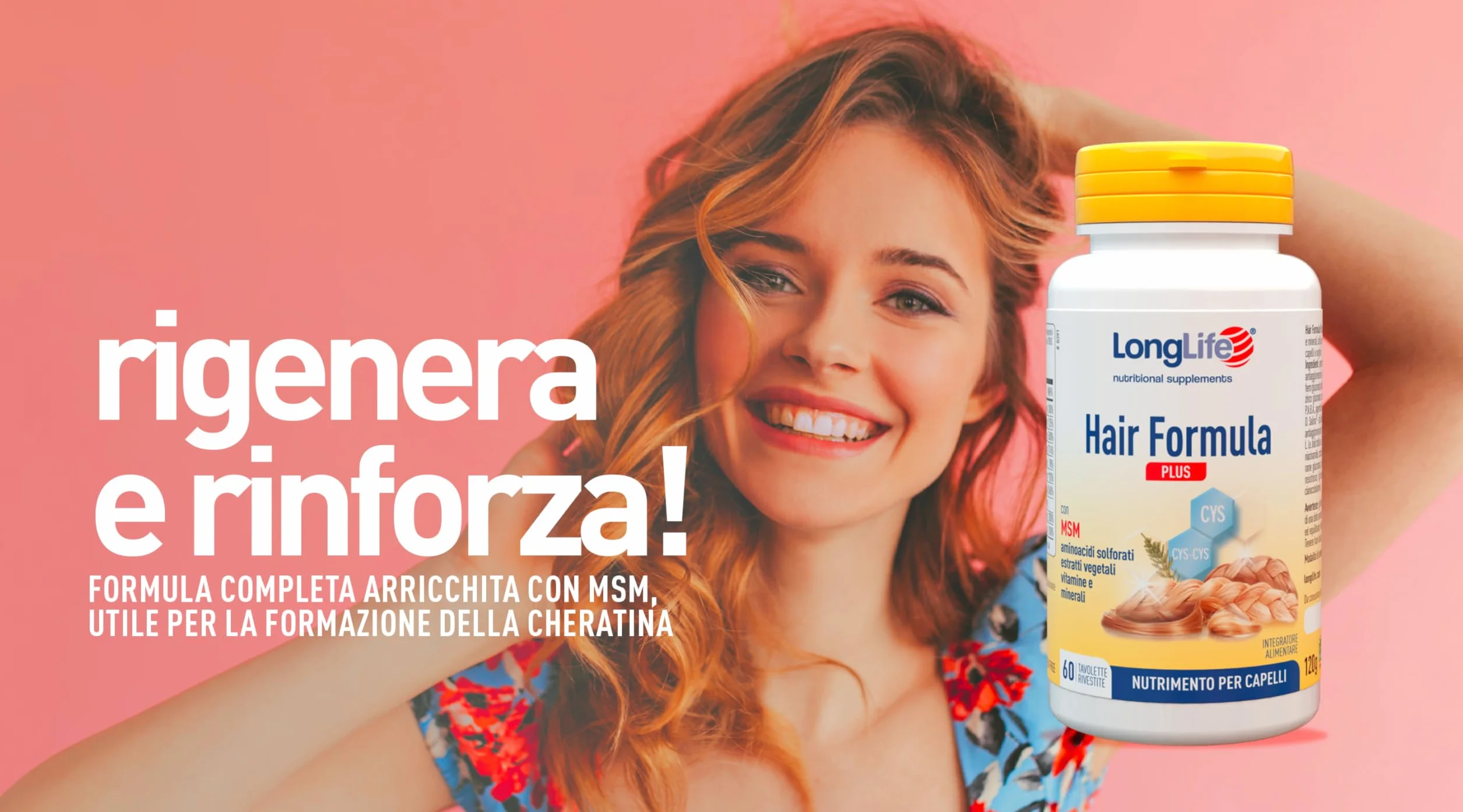 LongLife Hair Formula Plus Integratore Capelli MSM Biotina Vitamine Minerali 60 Tavolette