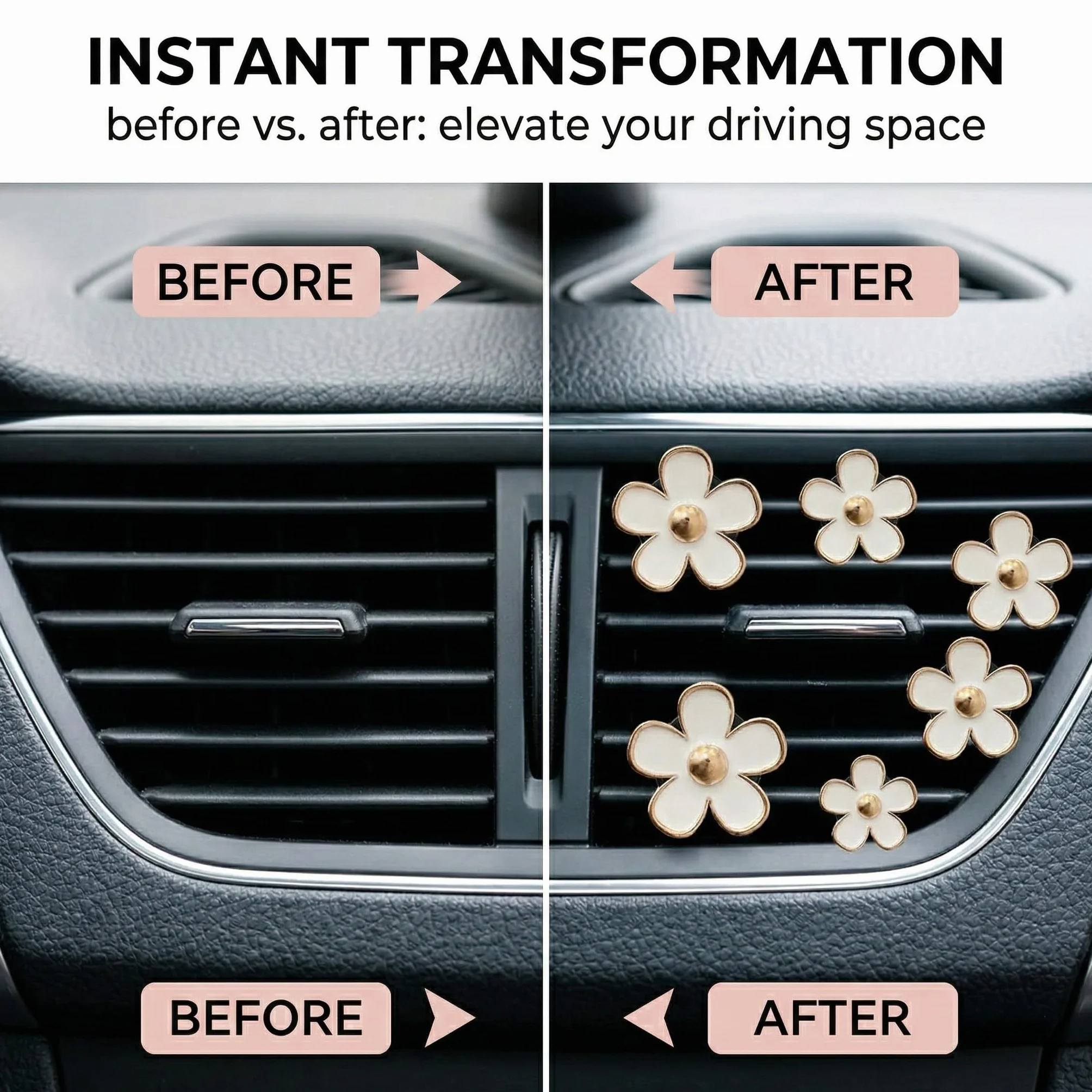 Margherite Decorazioni Auto Interni Set 4 Pezzi Profumatore Auto con 2 Pastiglie Profumate