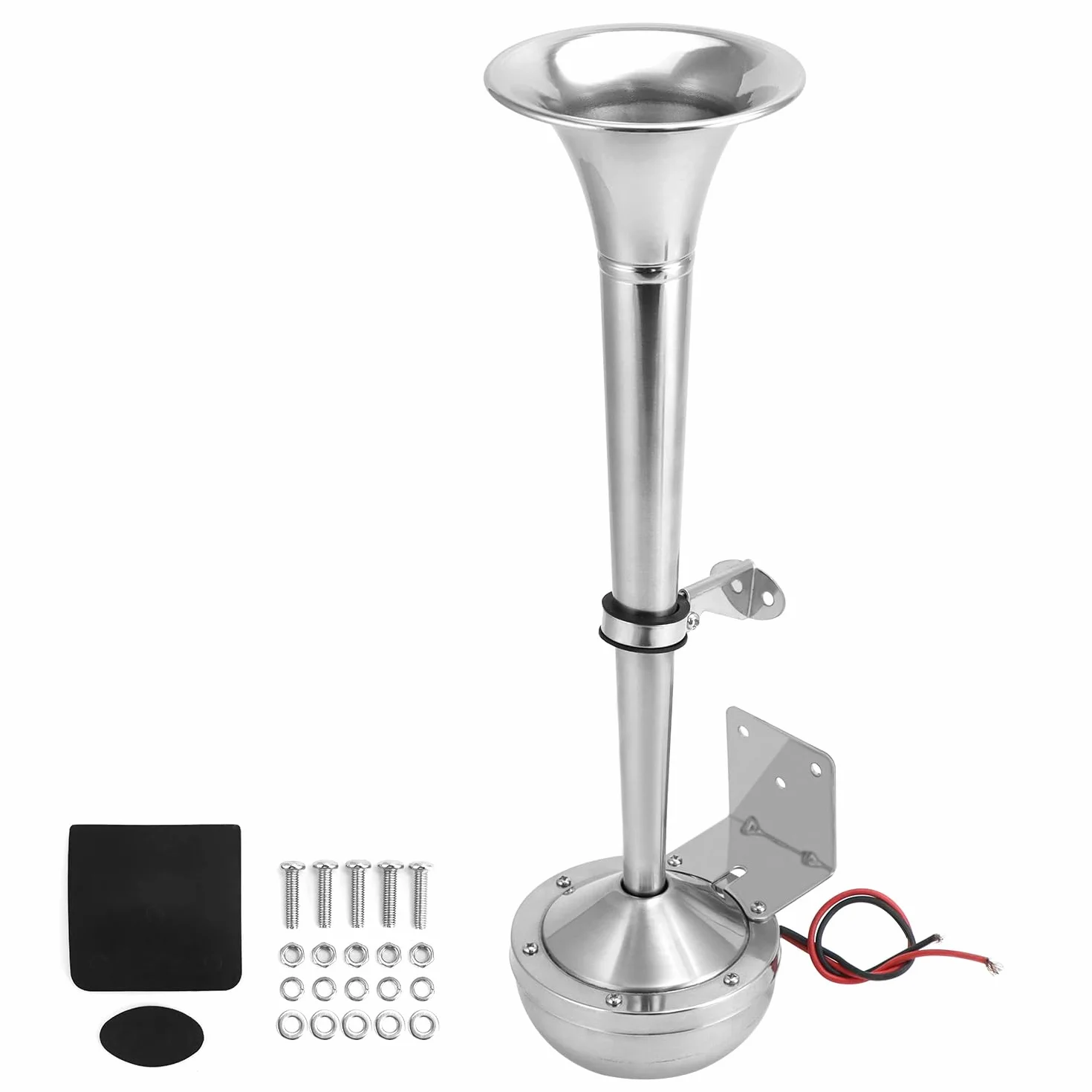 QWORK® Tromba Nautica Trombe Camion in Acciaio Inossidabile 304-328DB 12V 10A -Tromba Singola Potente per per Barche e Veicoli