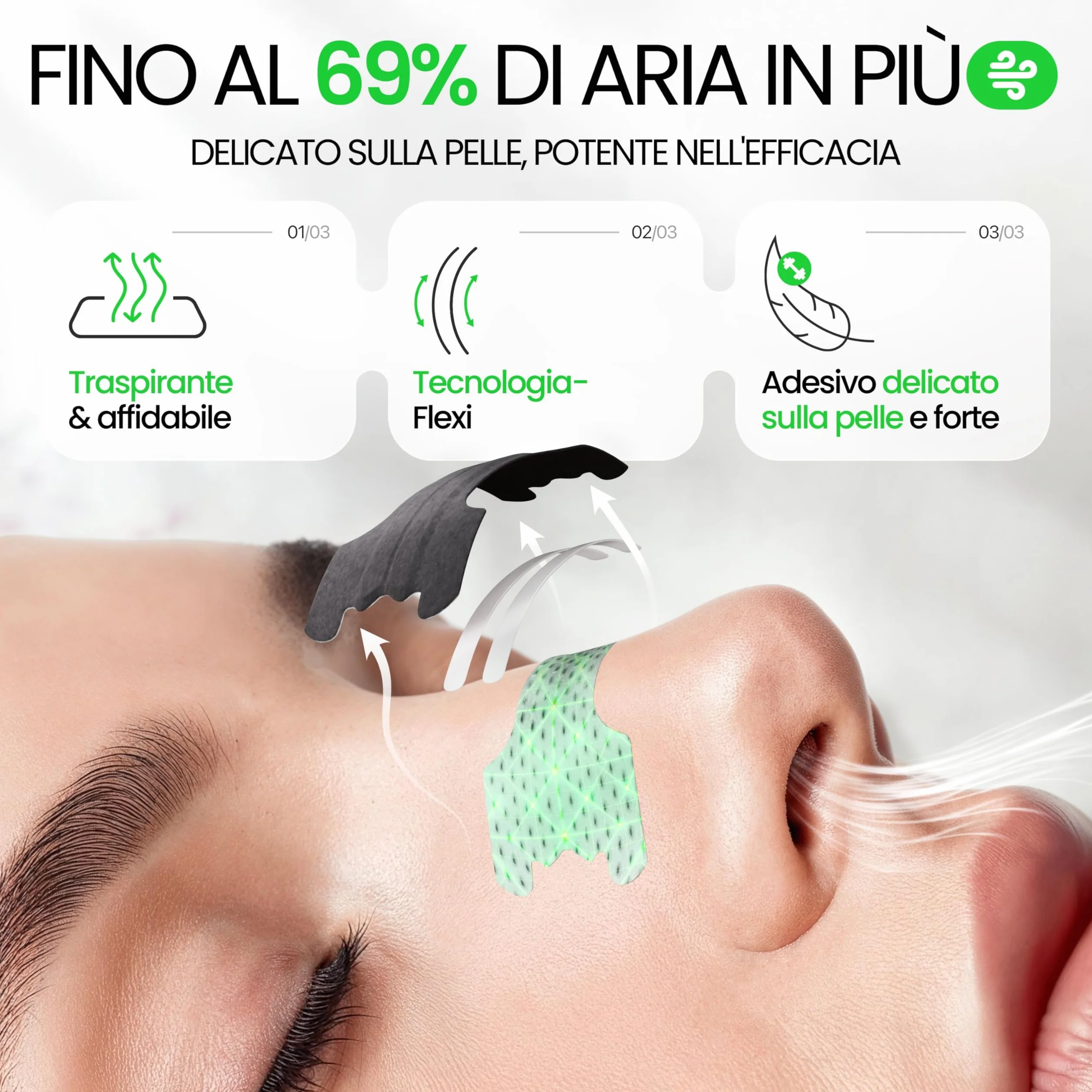 Ellicit Cerotti Nasali 30 Pezzi, Cerotti per Non Russare, Strisce Nasali Extra Tenuta, Alivia Congestione Nasale (Nero)