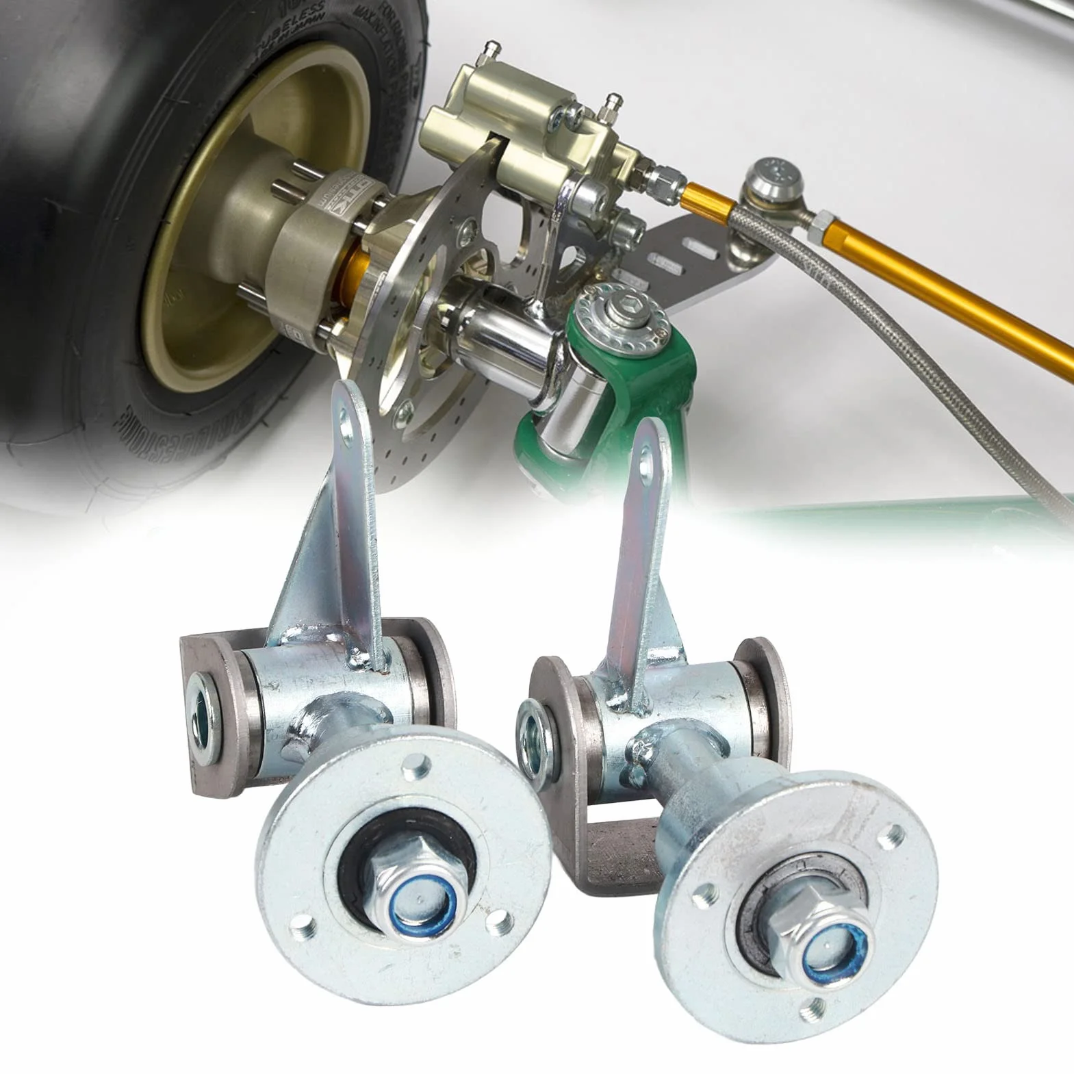 Set di Snodi dello Sterzo del Mozzo della Ruota da 17 Mm, Perno del Fuso a Snodo della Flangia del Cuscinetto della Ruota a 3 Prigionieri Per Pneumatici da 5 Pollici Go Kart ATV Quad Bike