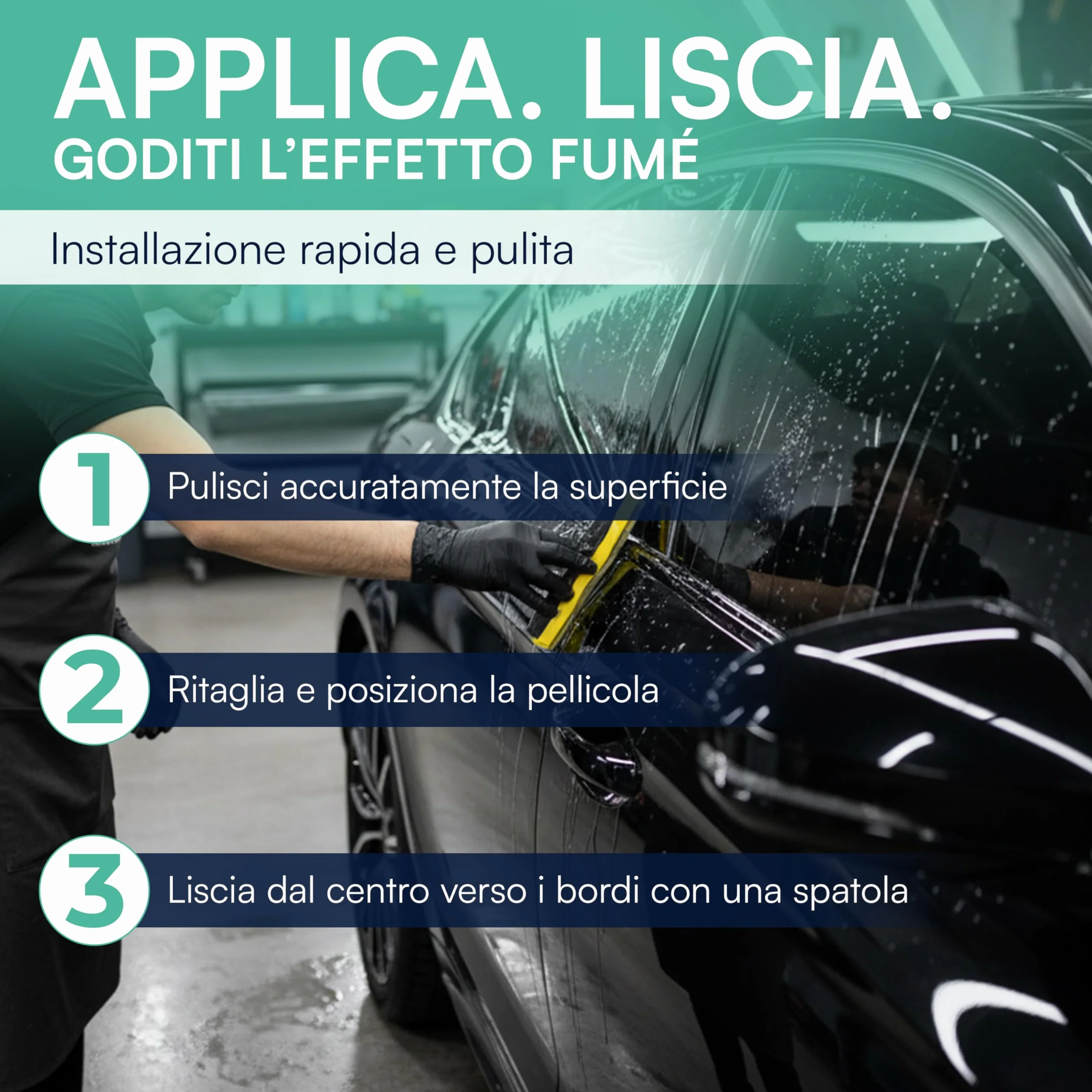 TEMPO DI SALDI Pellicola Oscurante Vetri Auto 50x300 cm Effetto Fumé e Protezione UV, Pellicola per Vetri Auto Nera Universale, Ideale anche per Porte e Finestre di Casa o Ufficio