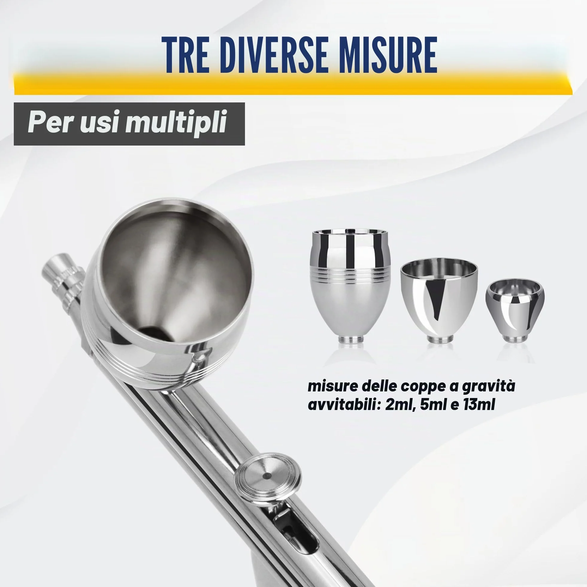 Fengda FE-183K Aerografo a Doppia Azione Alimentazione a Gravità Set 3 Ugelli 0.3-0.8mm
