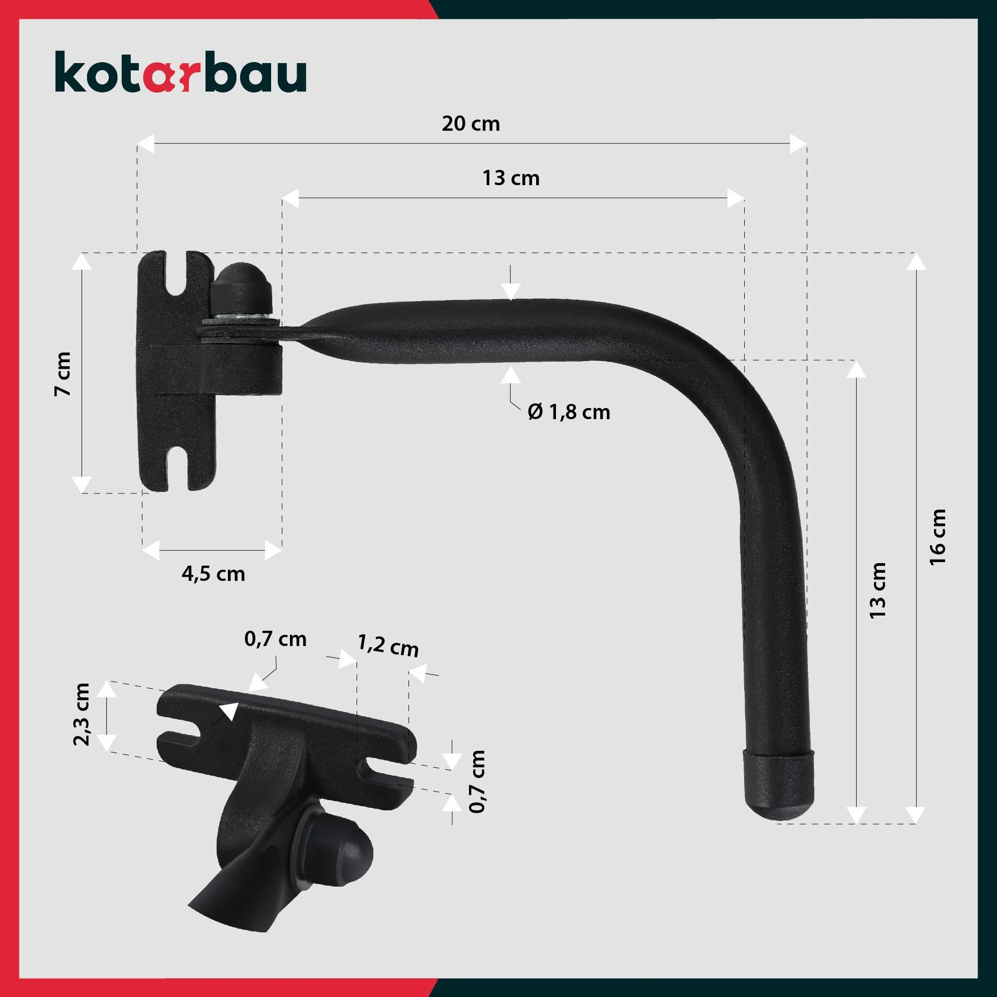 KOTARBAU® Specchietto Trattore Universale Esterno Nero Set da 2 Braccio