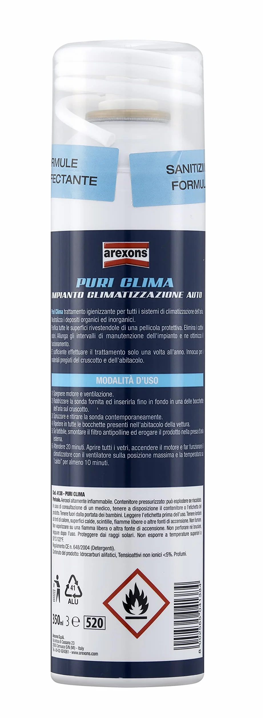 Arexons Puri Clima 350 ml Spray auto igienizzante detergente deodorante