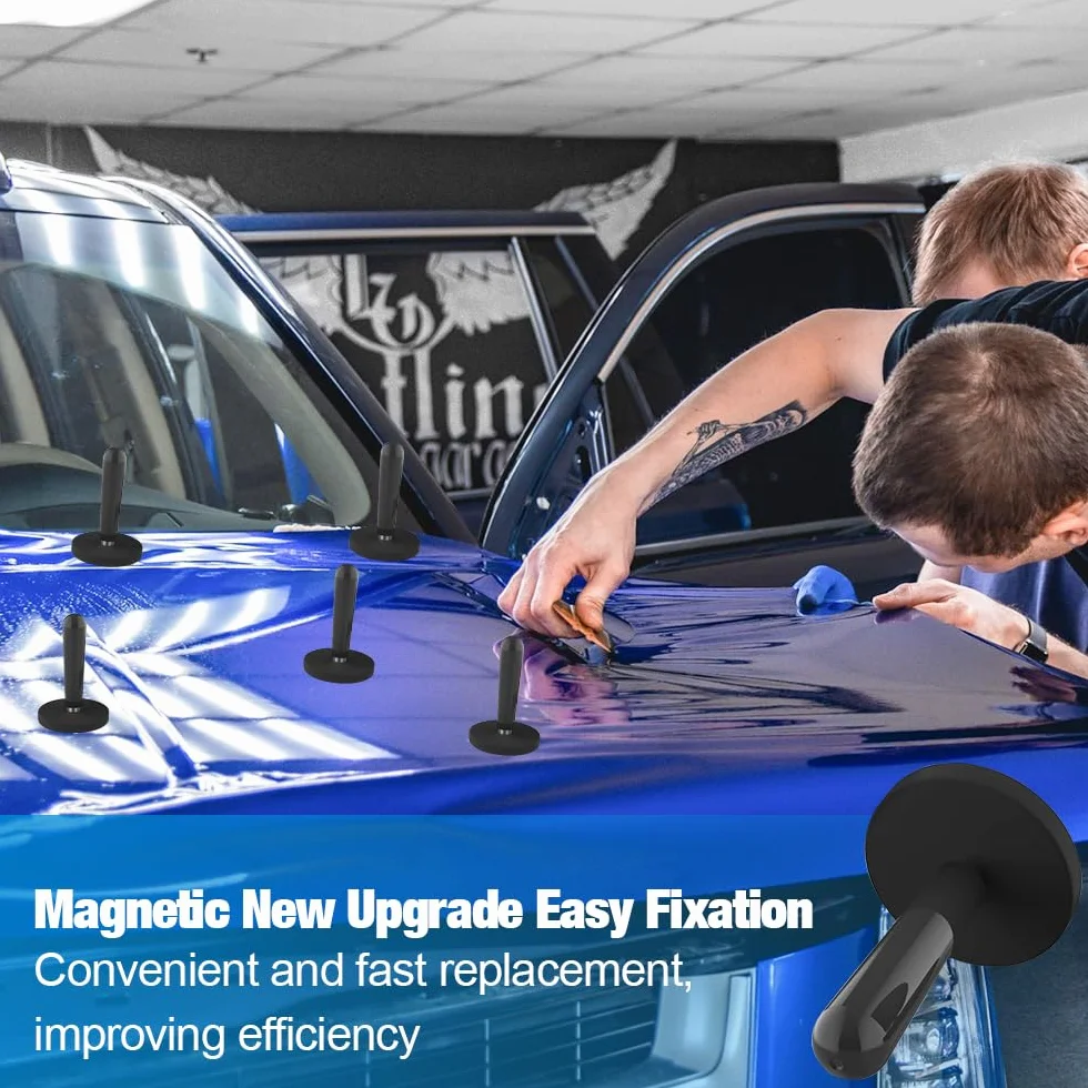 Magneti per Car Wrapping 8 Pezzi, Supporto Magnetico Nero