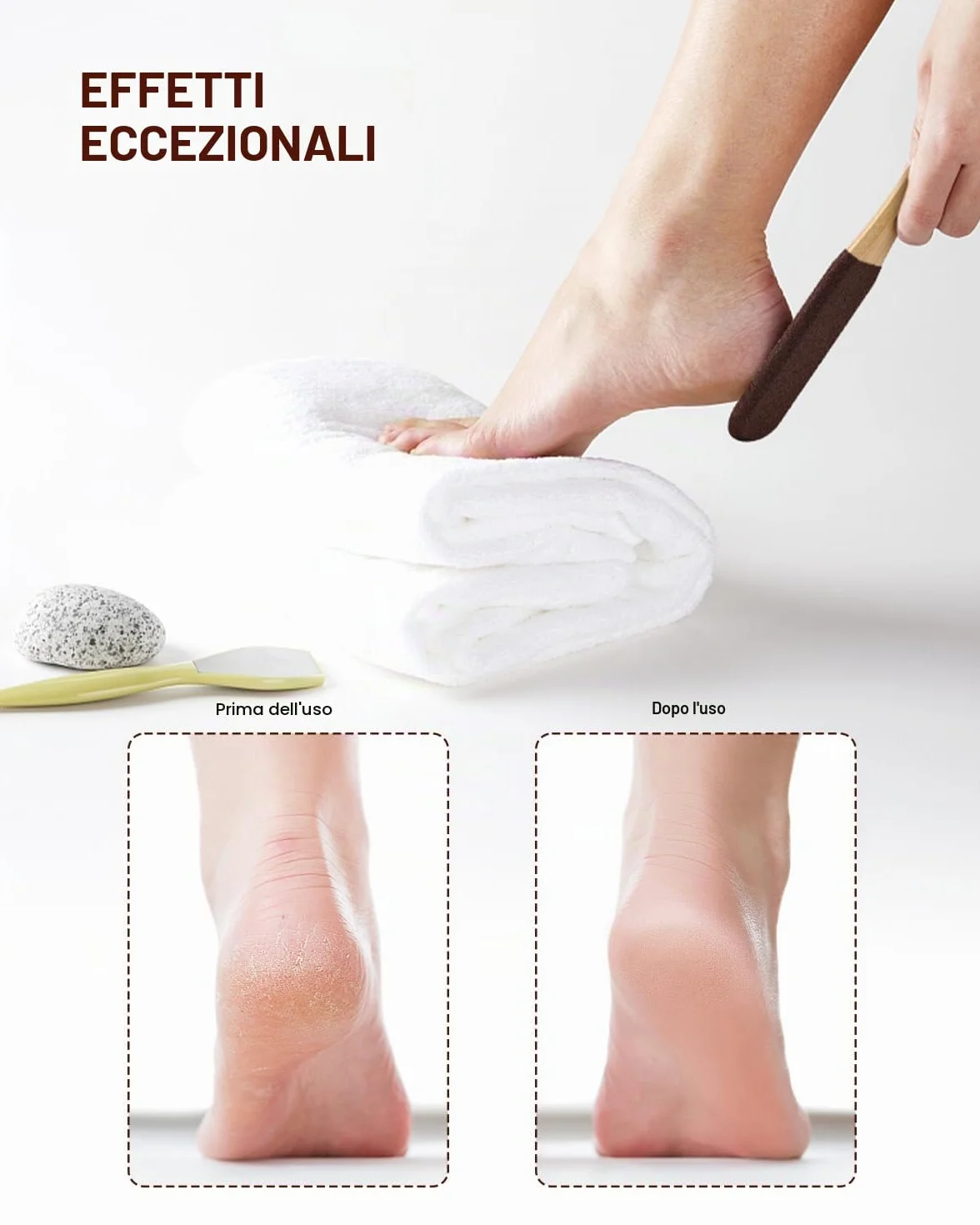 BEZOX Pietra Pomice con Manico in Legno, Lima Per Piedi Rimozione Pelle Dura, Pedicure Tools