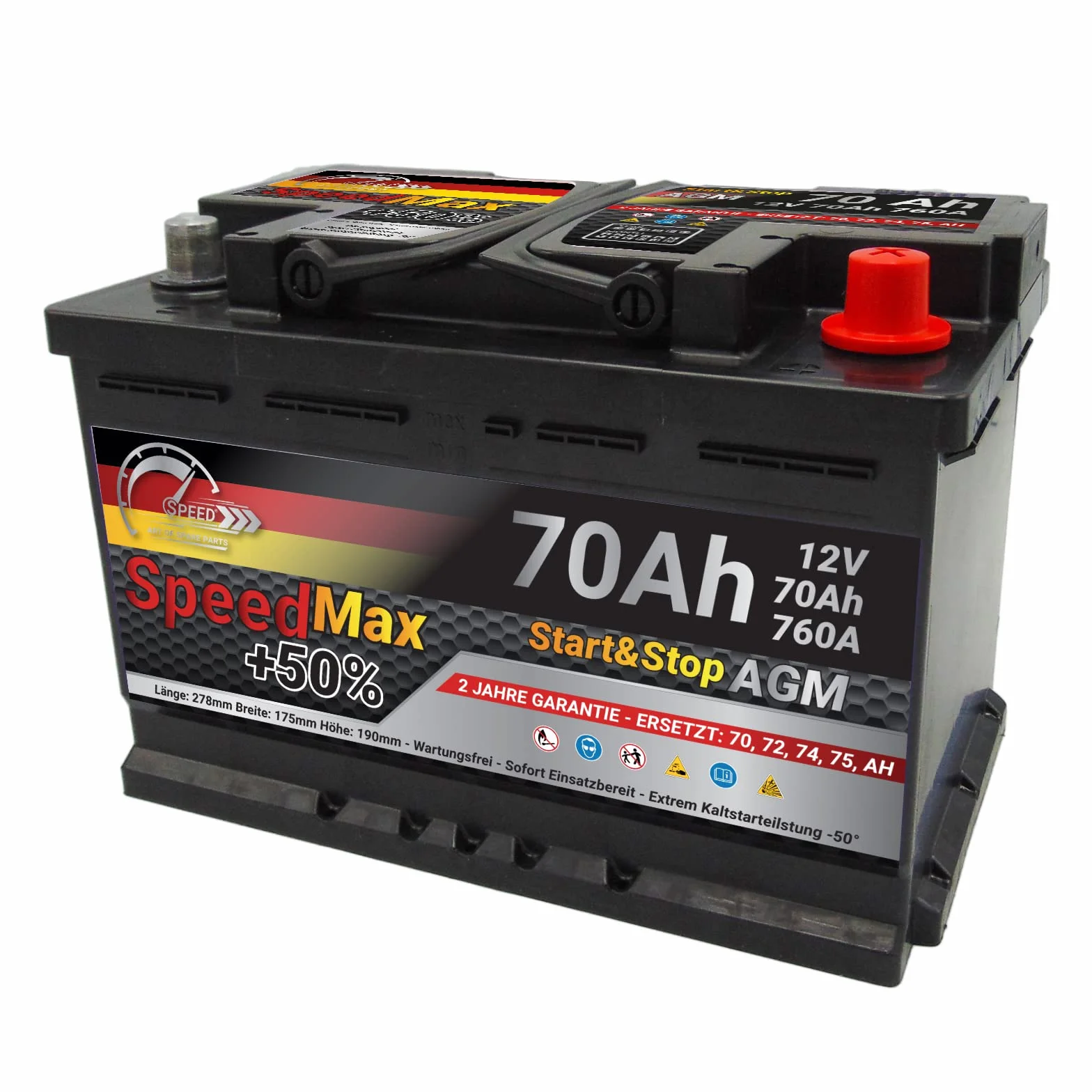 Bateria AGM Start&Stop 70Ah 760A 12V L3 Speed Max