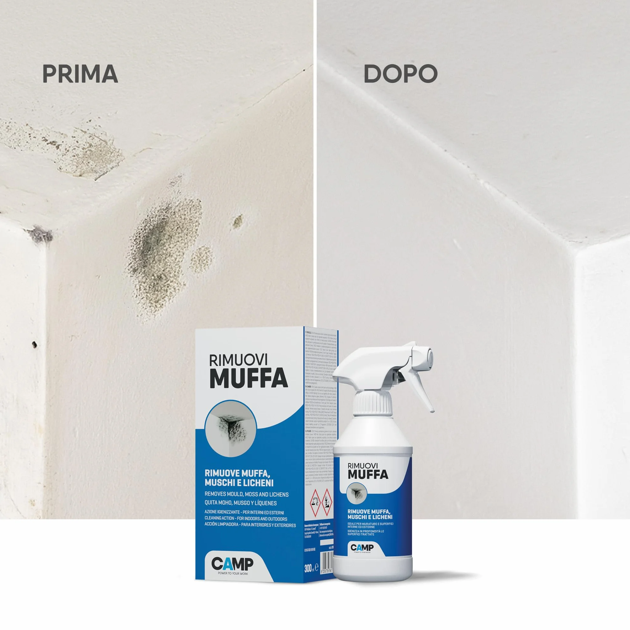 CAMP Rimuovi Muffa Spray Pronto all'Uso 300 ml - Made in Italy