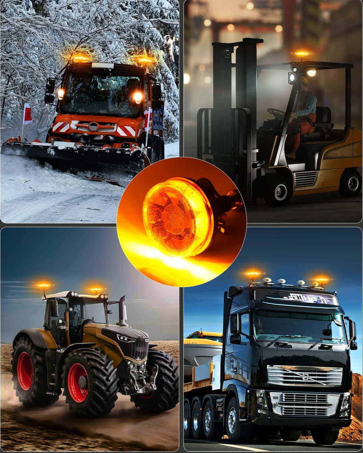 SUPAREE Lampeggiante a LED per Trattore 12V-24V IP67 Ambra 6 Modalità E9