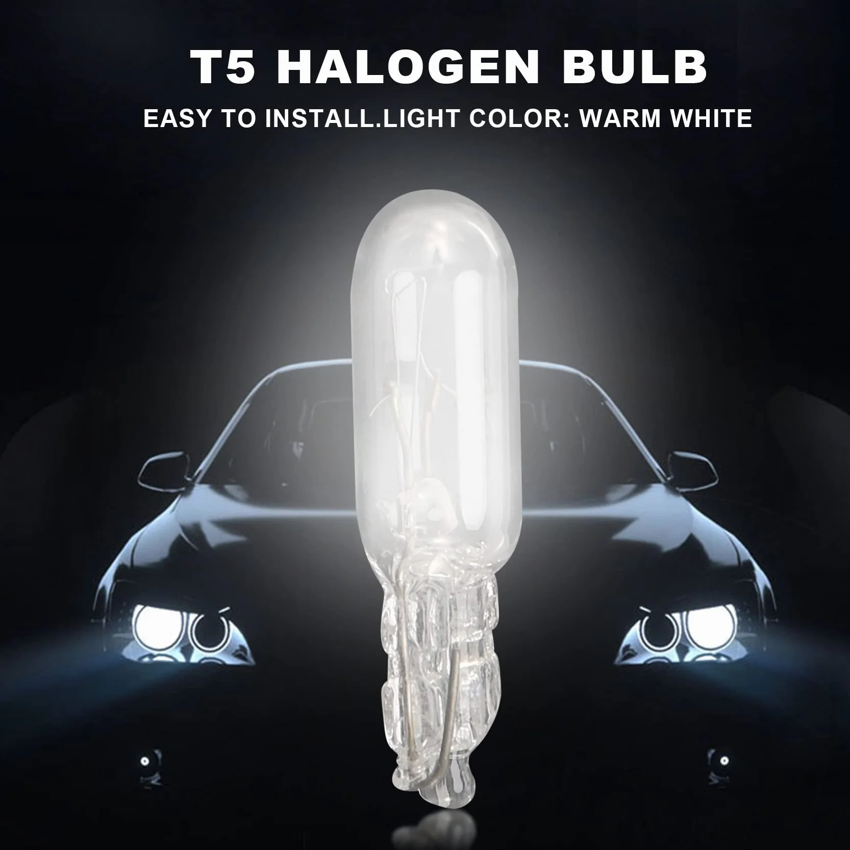 Lampadina Alogena T5 1.2W 12V Cuneo Automatico Bianca Caldo per Auto Cruscotto