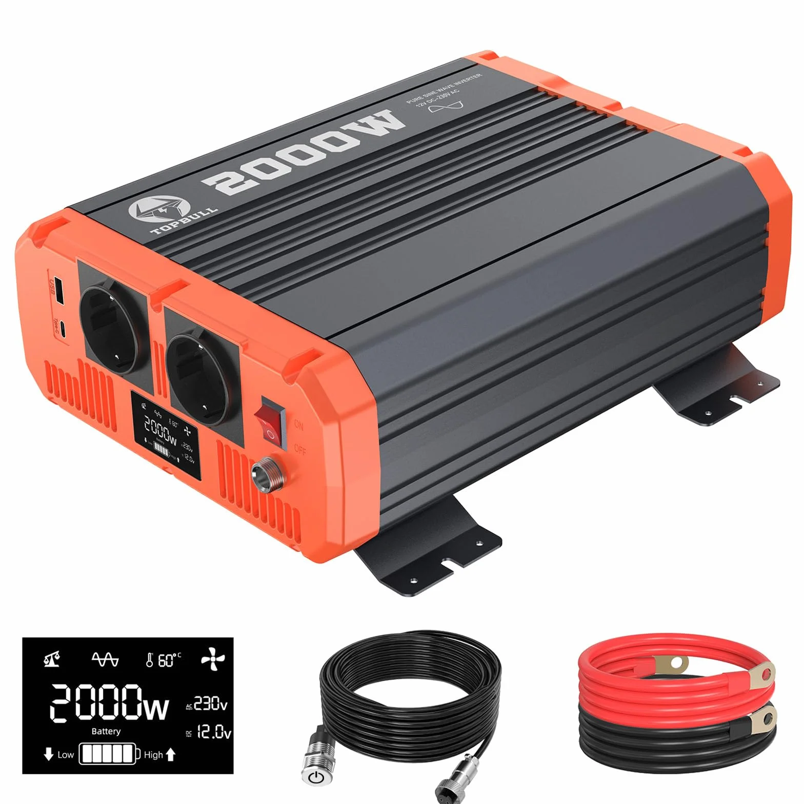 Inverter 2000W 4000W Onda Pura 12V 220V Convertitore di Potenza con LCD Telecomando